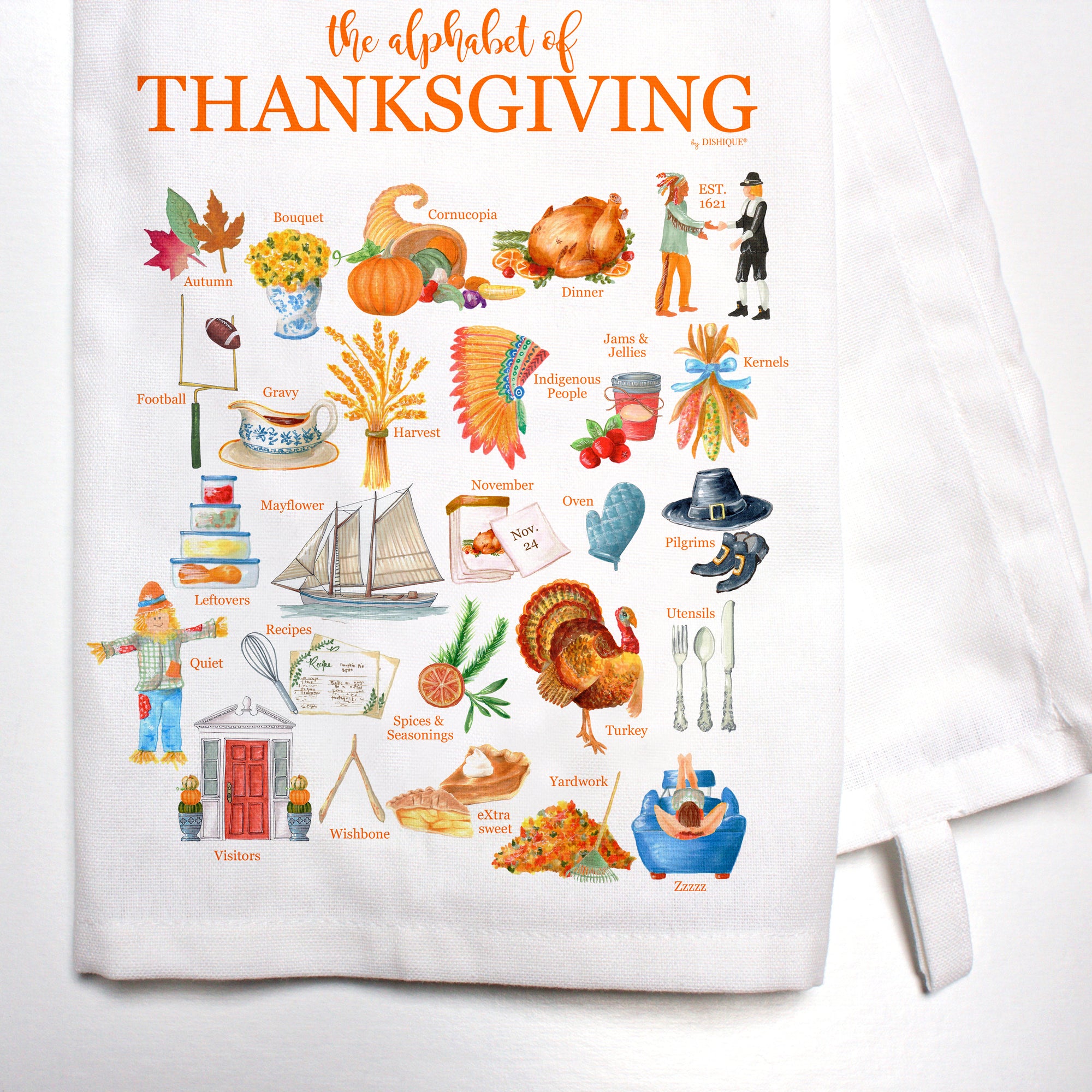 Thanksgiving Alphabet Bar Towel
