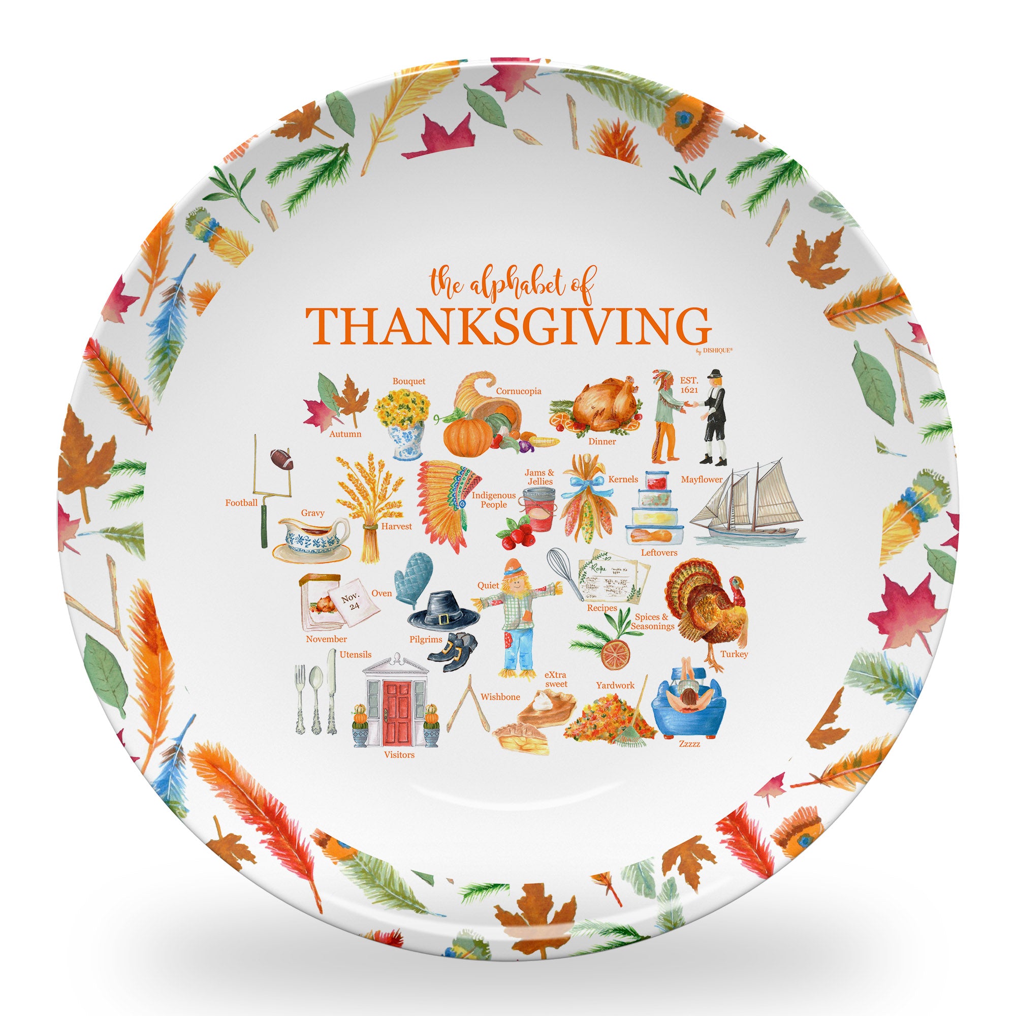 Thanksgiving Alphabet 10" DecoWare Plastic Plate