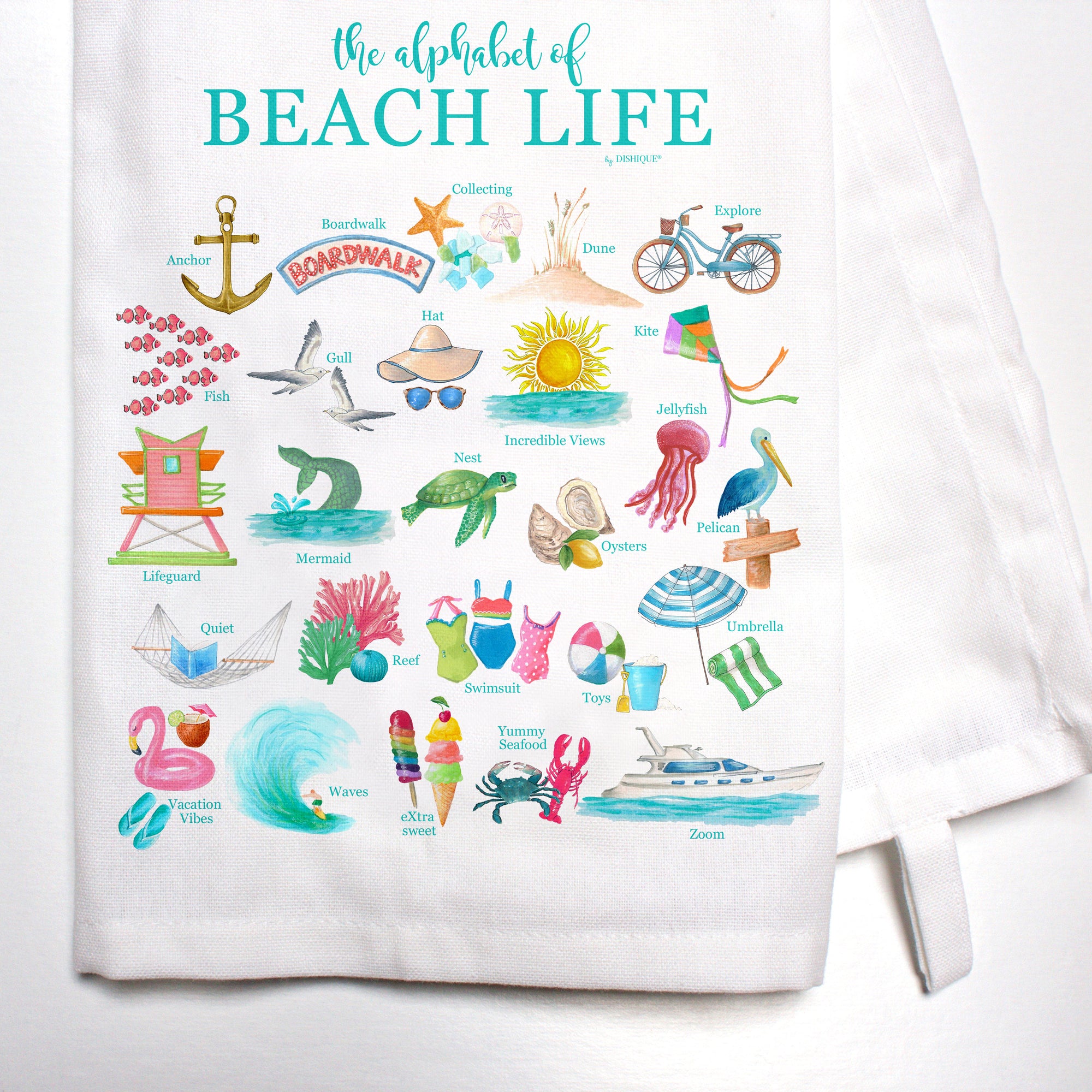 Beach Life Alphabet Bar Towel