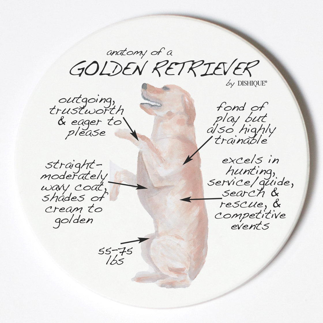 Individual Coaster - Dog Breed Gifts - Golden Retriever