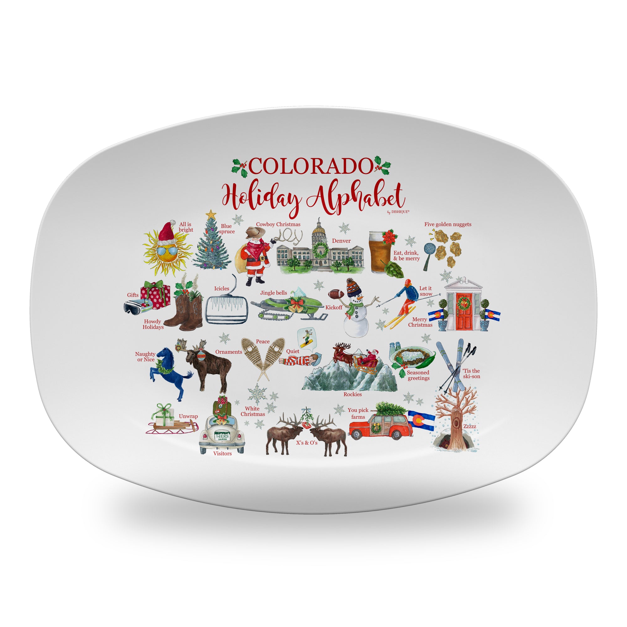 Colorado Holiday Alphabet 14" DecoWare Polymer Platter