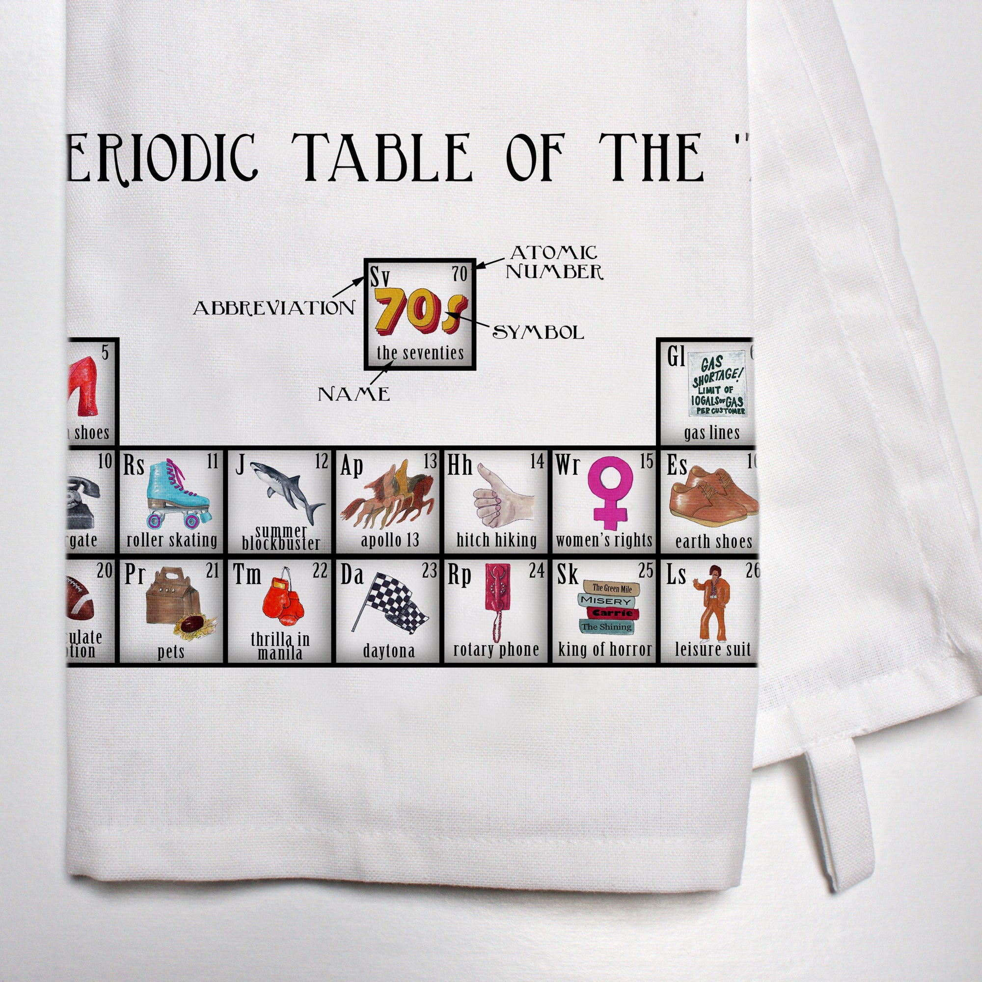 Periodic Table of the 70's Dish Towel