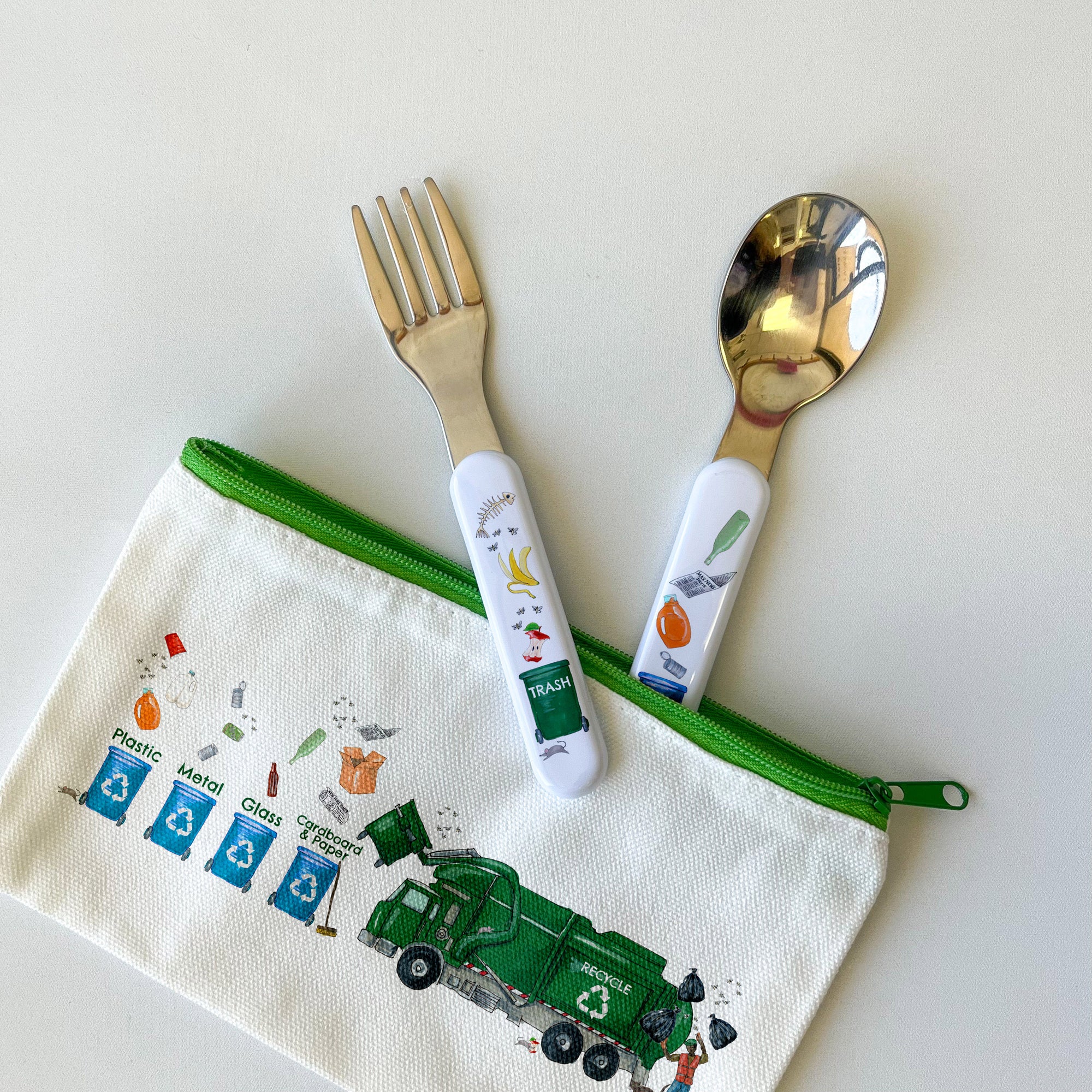 Garbage Theme - Kids Cutlery Fork and Spoon Set