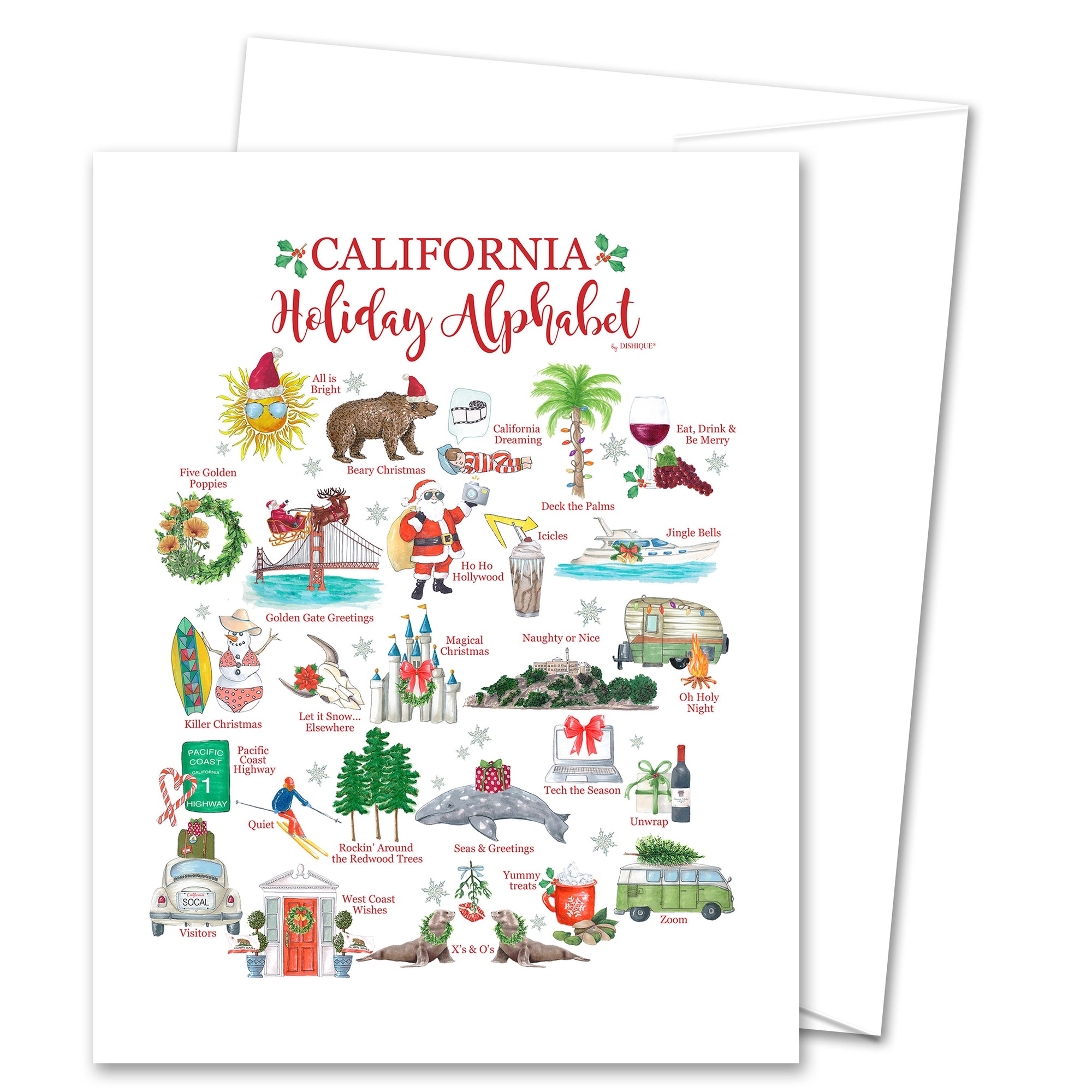 California Holiday Alphabet Greeting Card (blank inside)