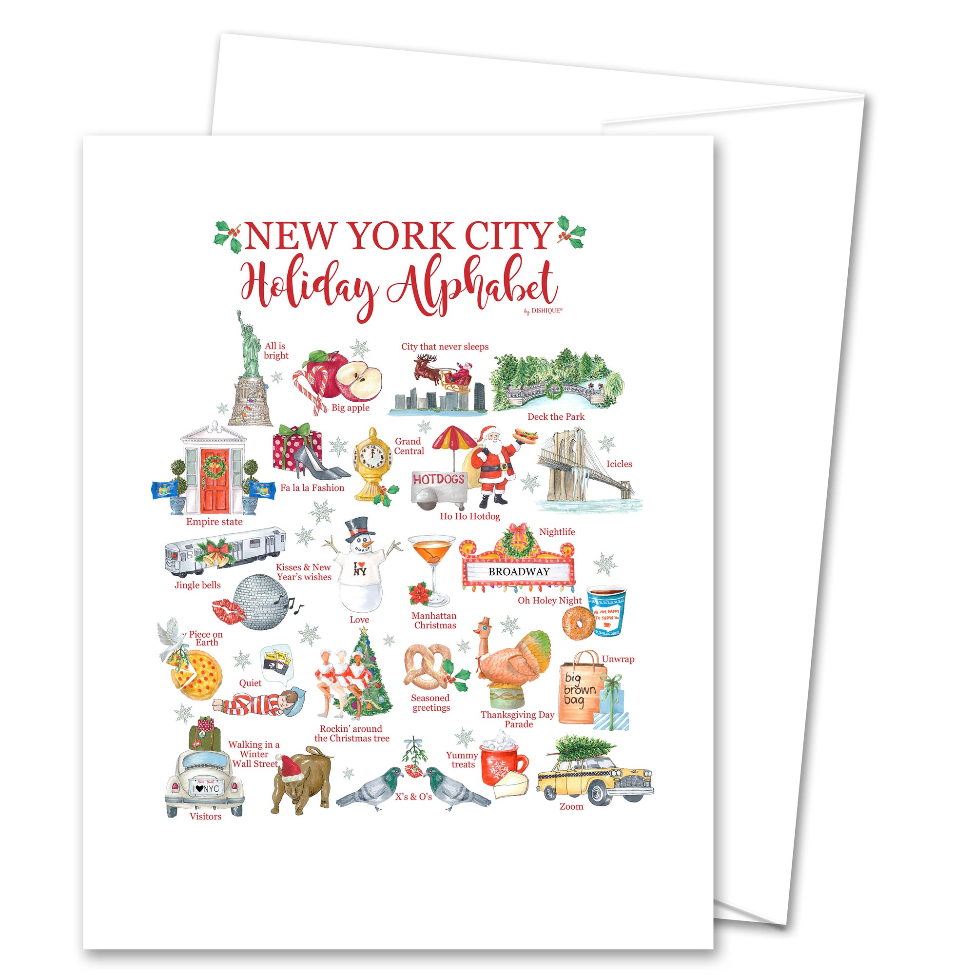 New York City Holiday Alphabet Greeting Card (blank inside)