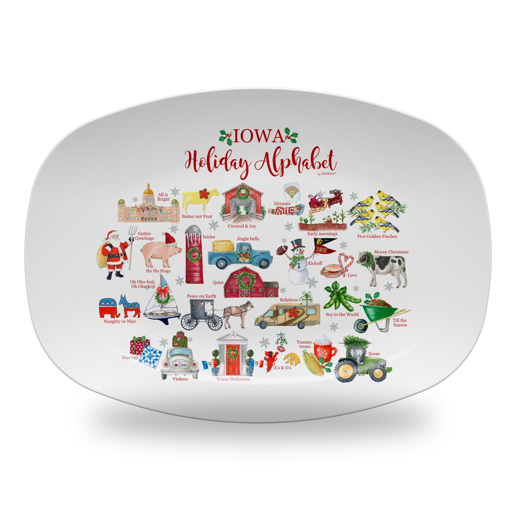 Iowa Holiday  Alphabet 14" DecoWare Polymer Platter