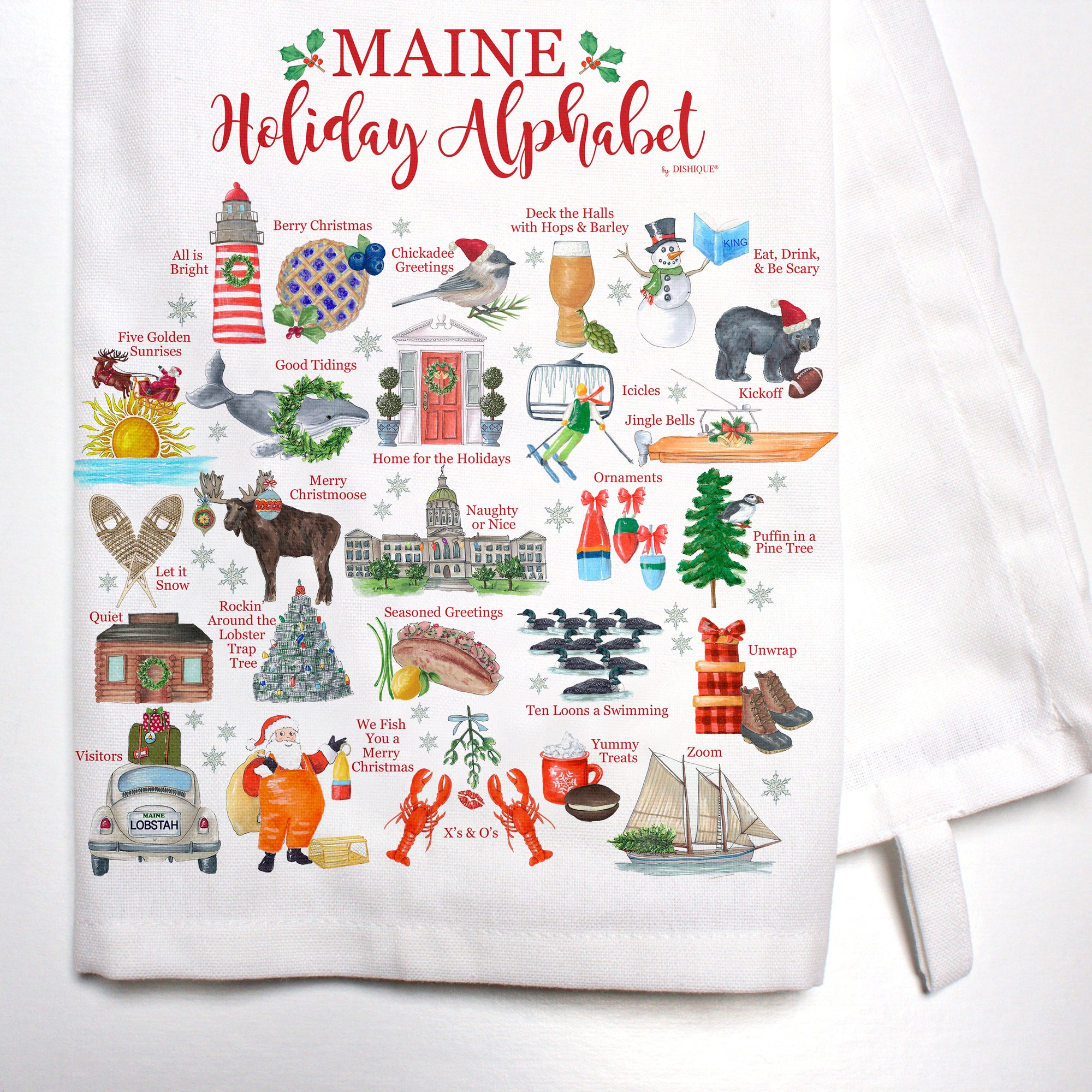 Maine Holiday Alphabet Bar Towel