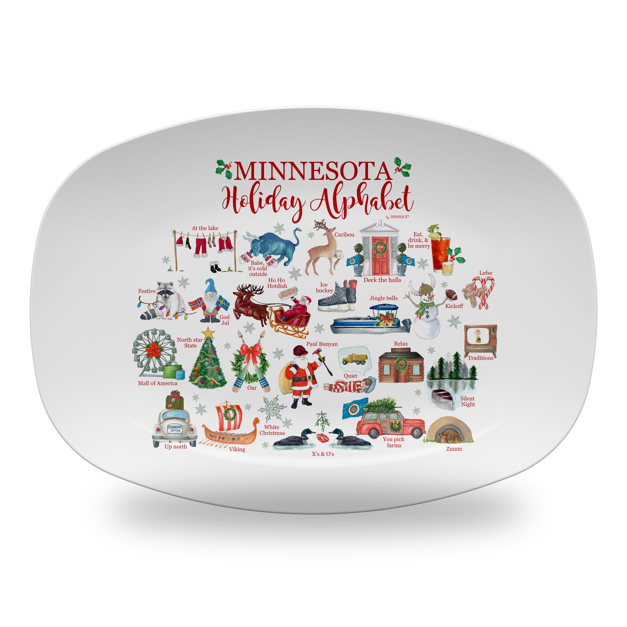 Minnesota Holiday Alphabet 14" DecoWare Polymer Platter