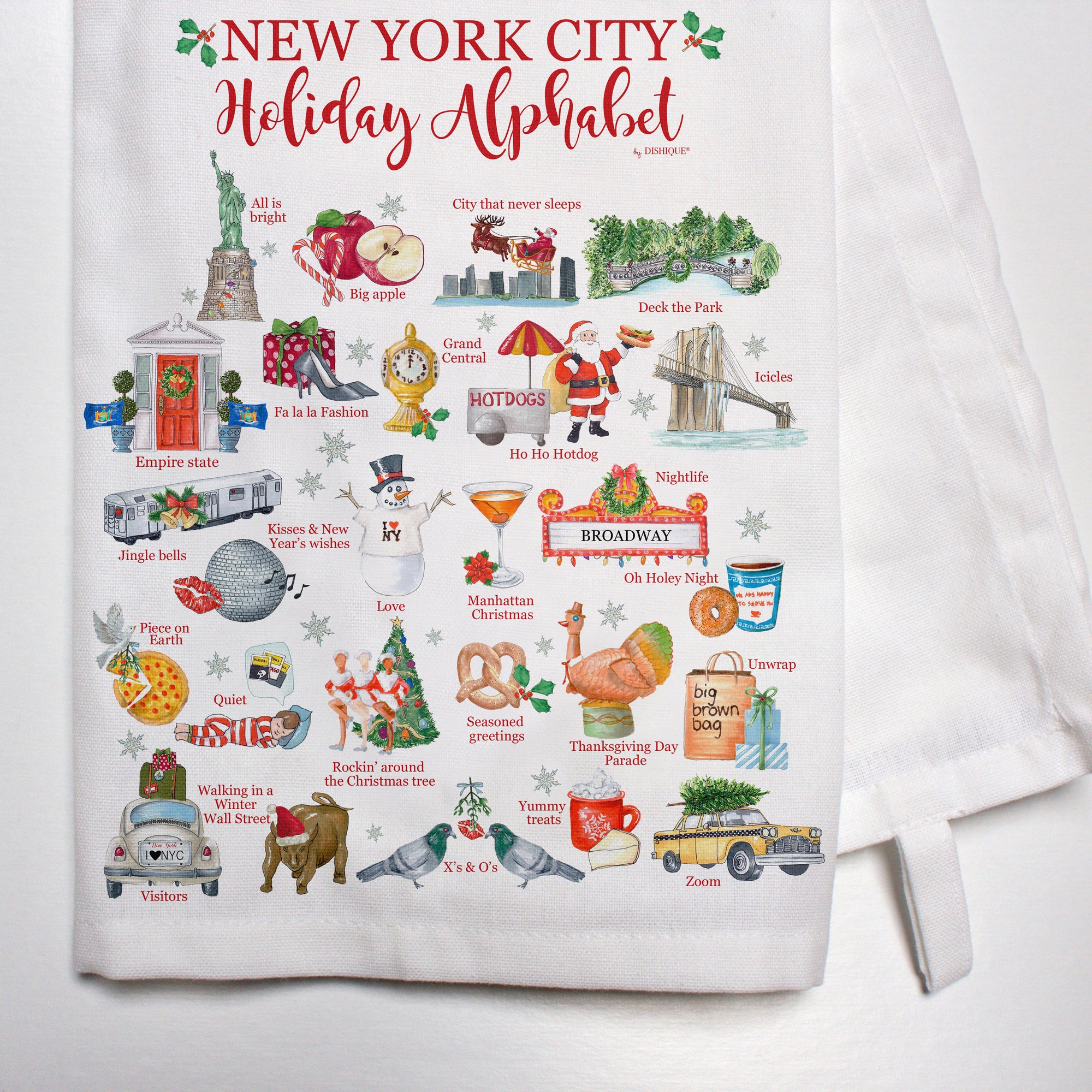 New York City Holiday Alphabet Bar Towel
