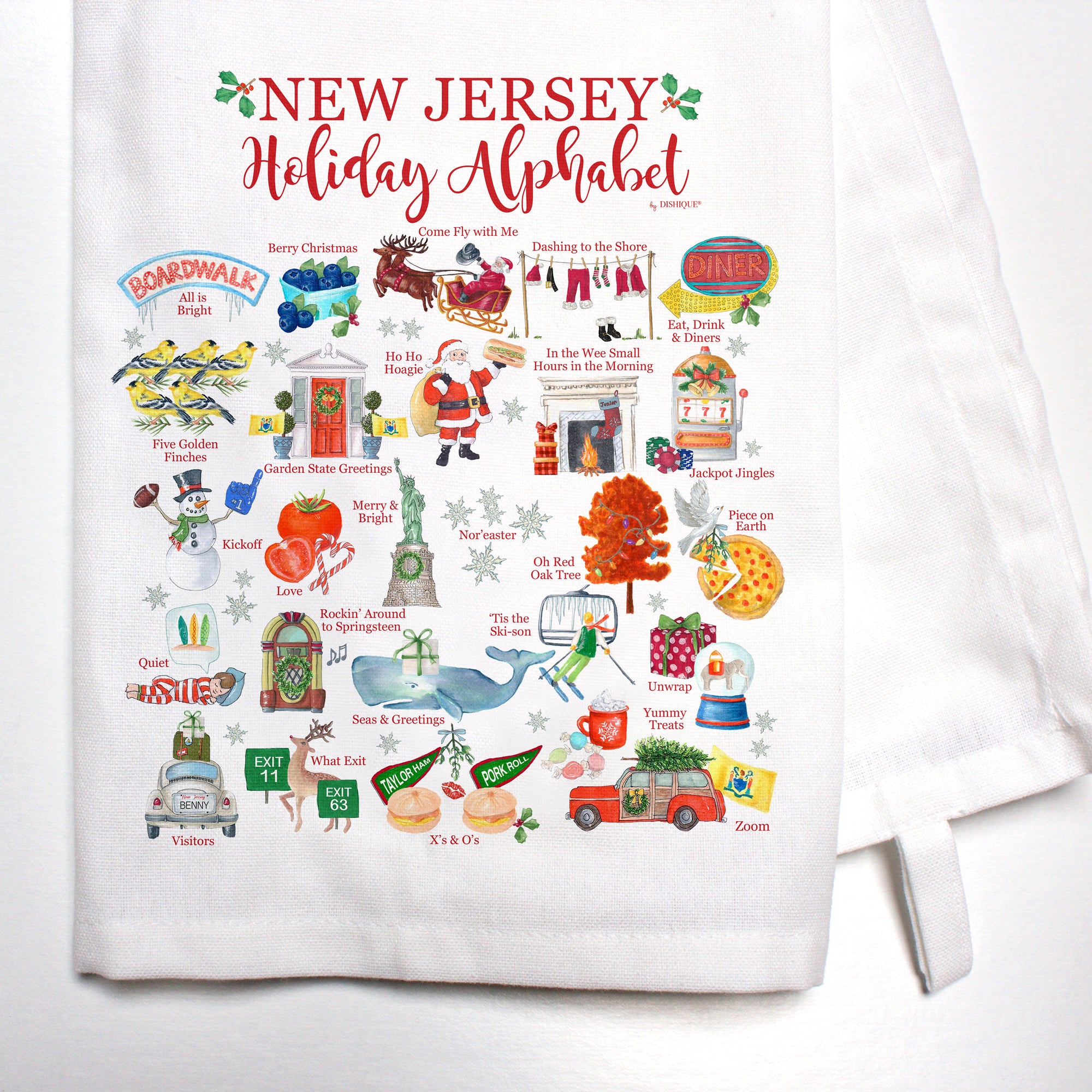 New Jersey Holiday Alphabet Bar Towel