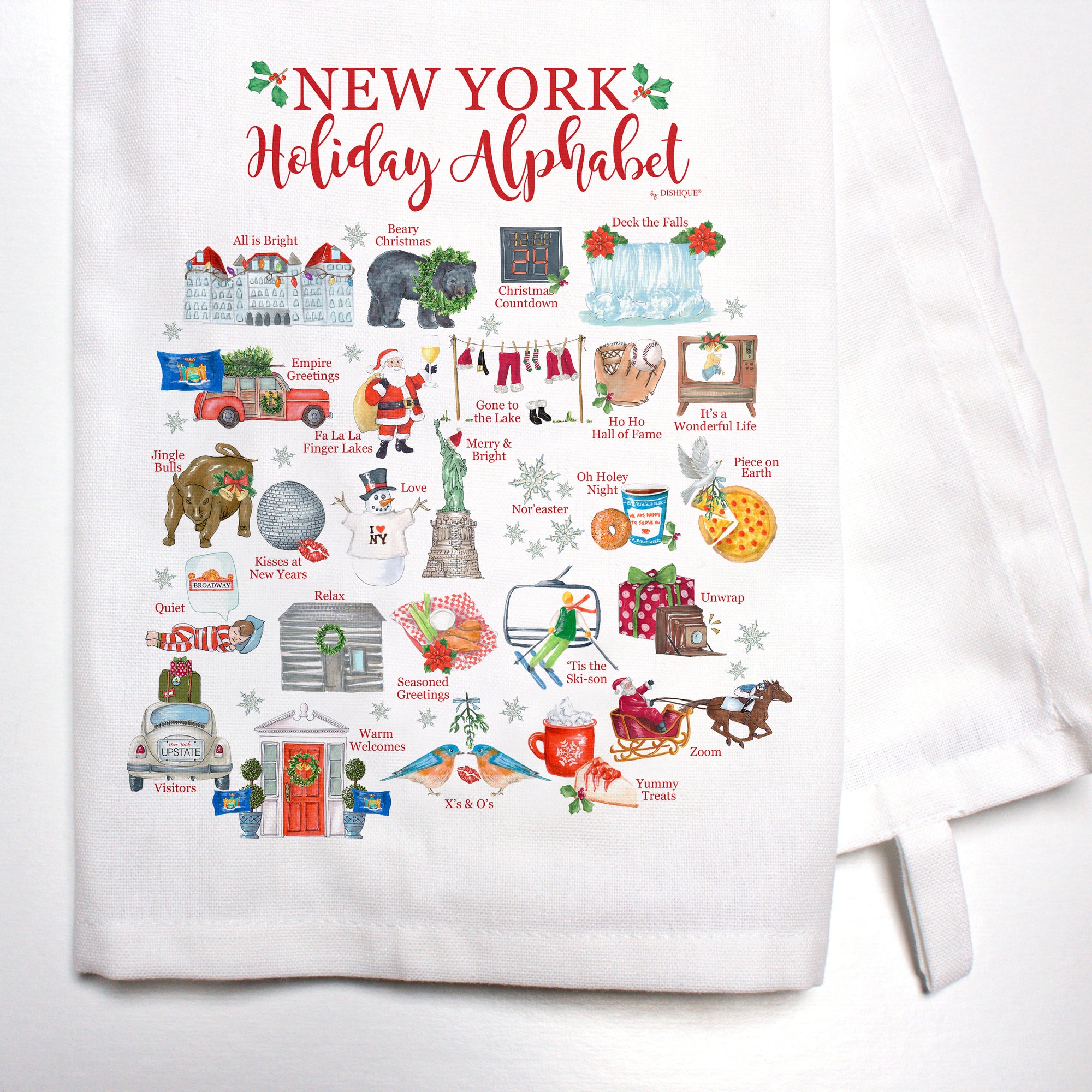 New York Holiday Alphabet Bar Towel