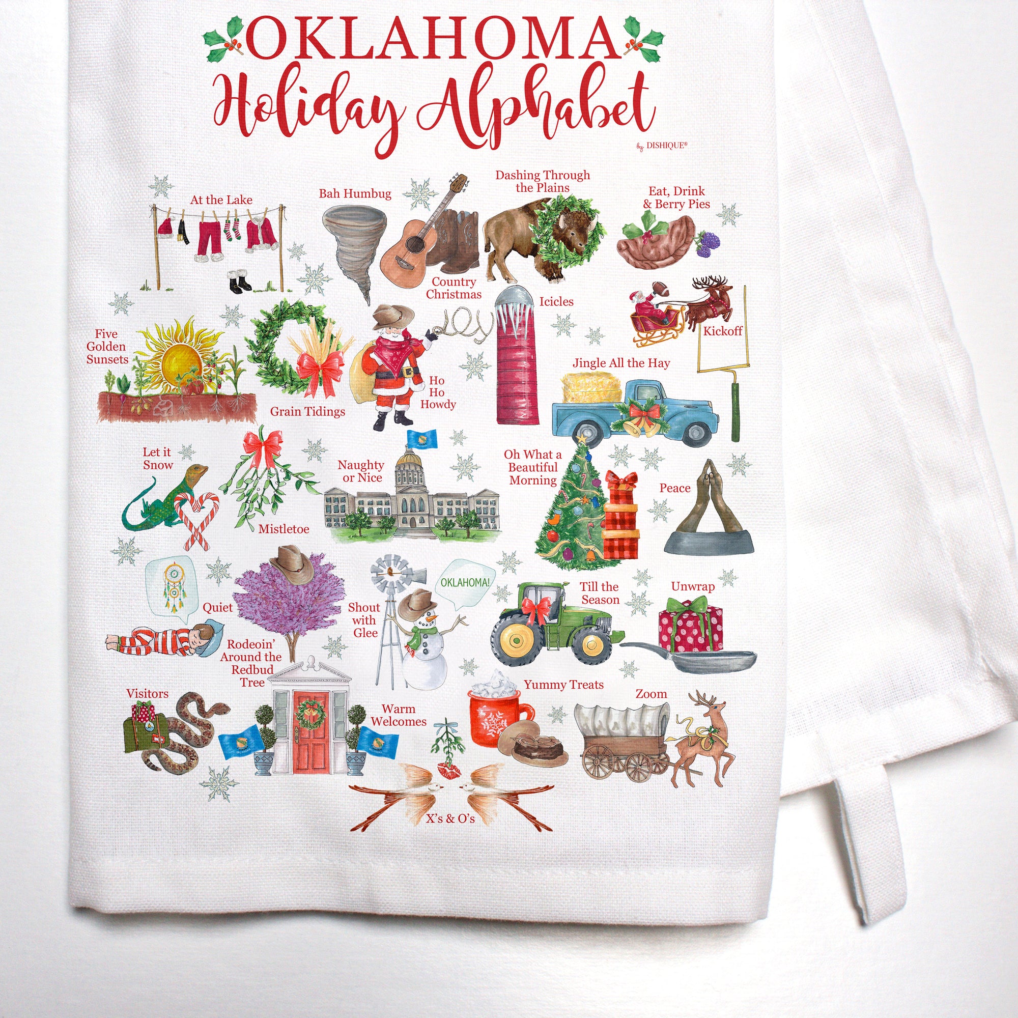 Oklahoma Holiday Alphabet Bar Towel