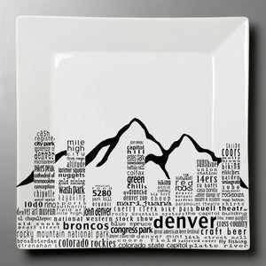 Denver Skyline Plate- Large Square Platter