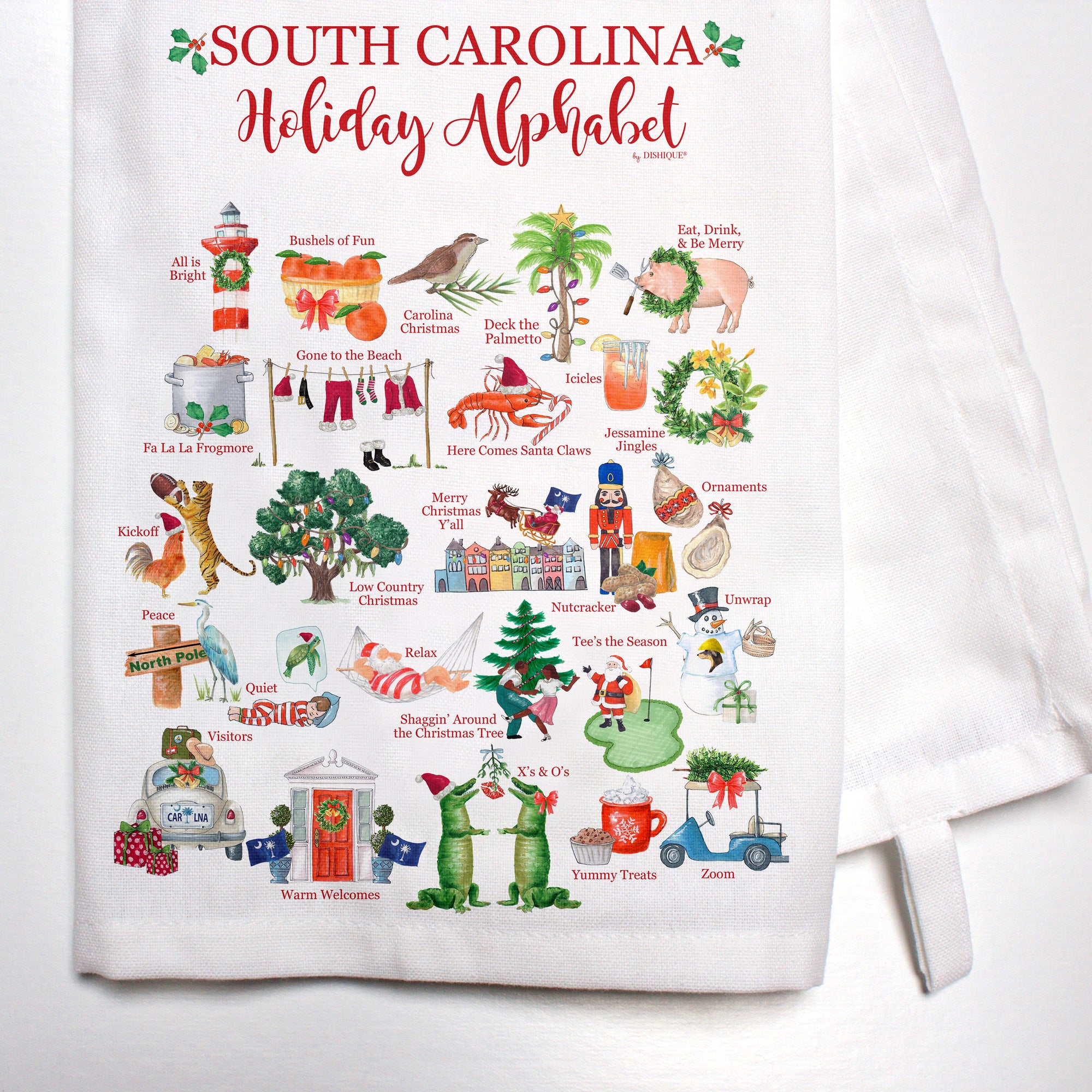 South Carolina Holiday Alphabet Bar Towel