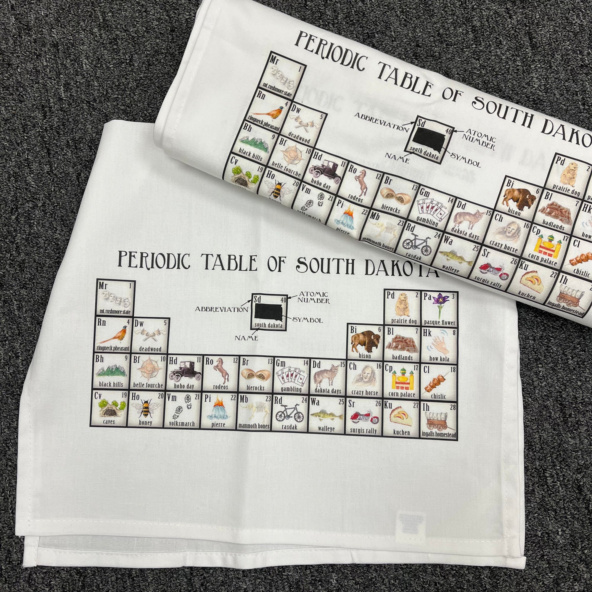 Slightly flawed towel bundle -  Periodic Table of South Dakota