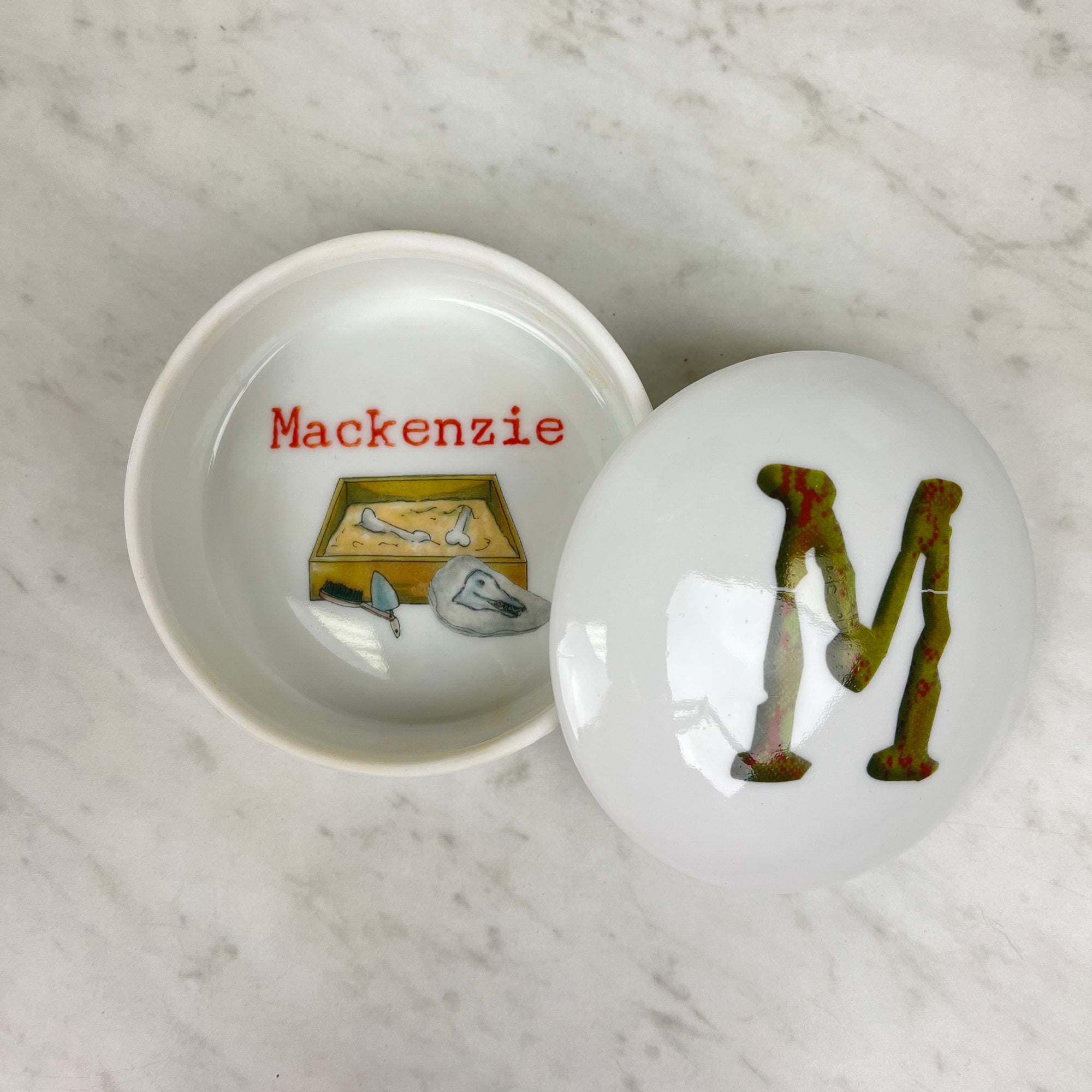 Custom Porcelain Jewelry Box - Dinosaur Theme "Mackenzie"