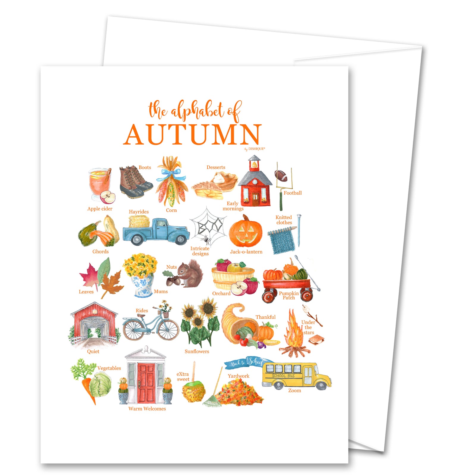 Autumn Alphabet Greeting Card (blank inside)