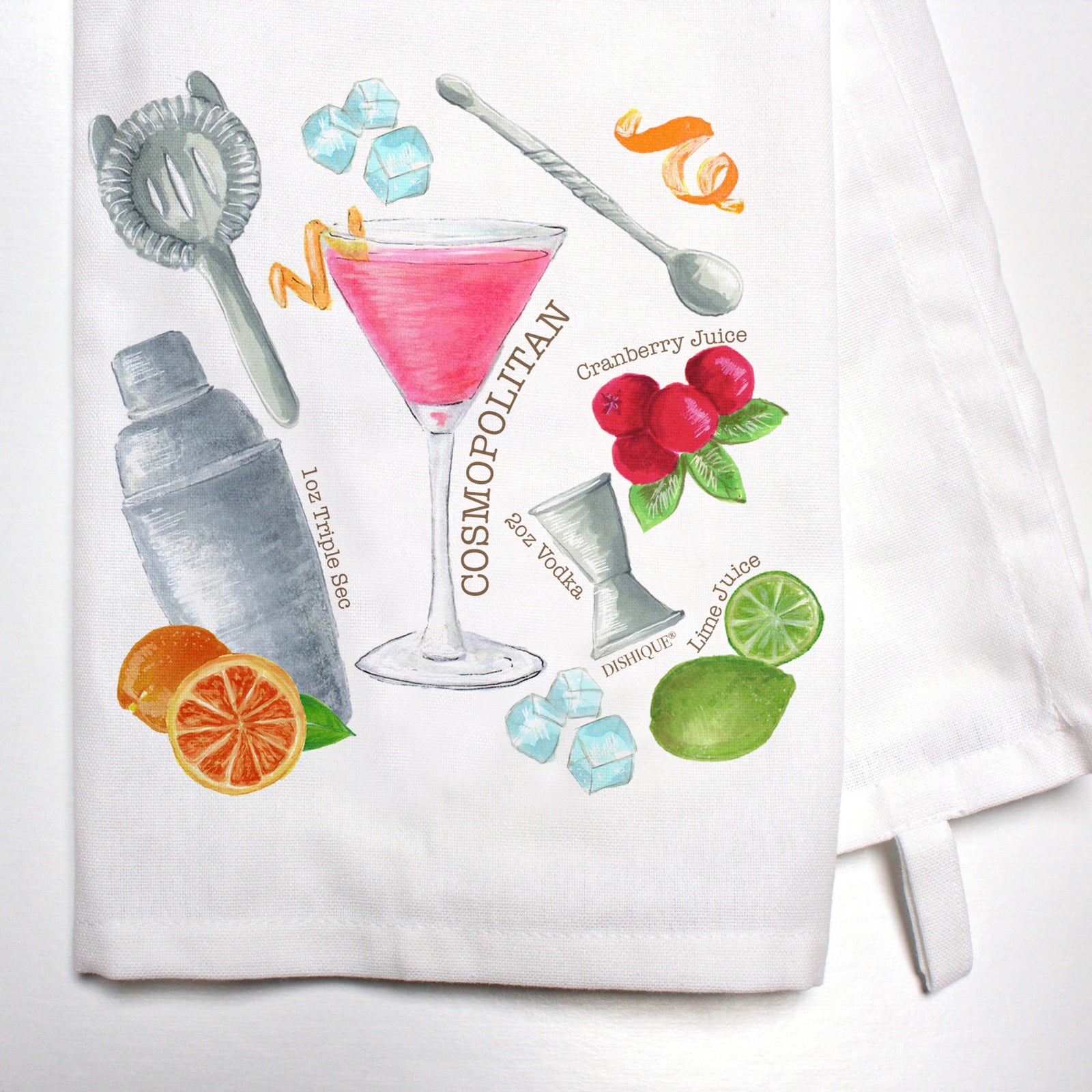 Illustrated Recipe of Cosmopolitan Dish Towel
