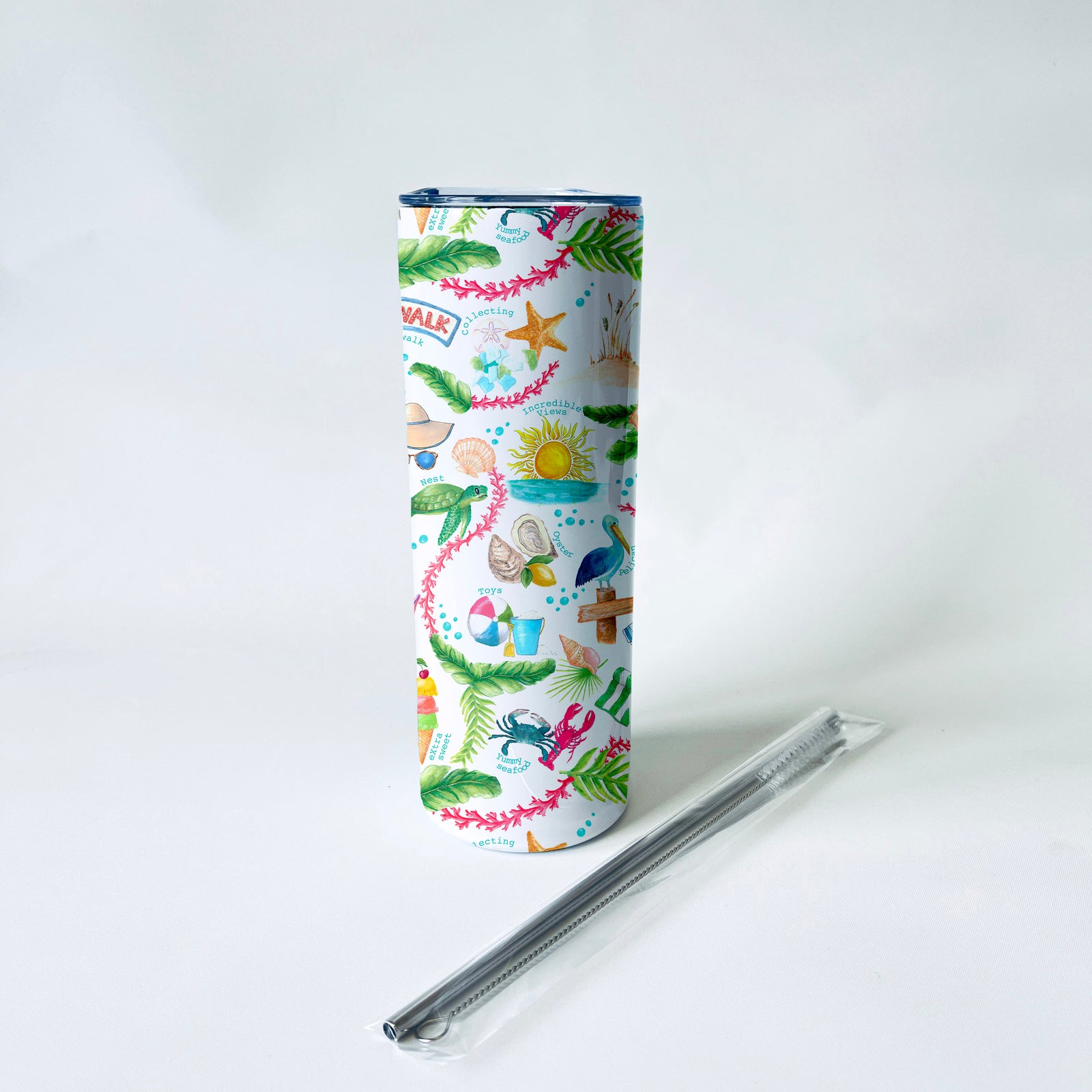 Beach Alphabet Pattern 20 oz. Skinny Tumbler