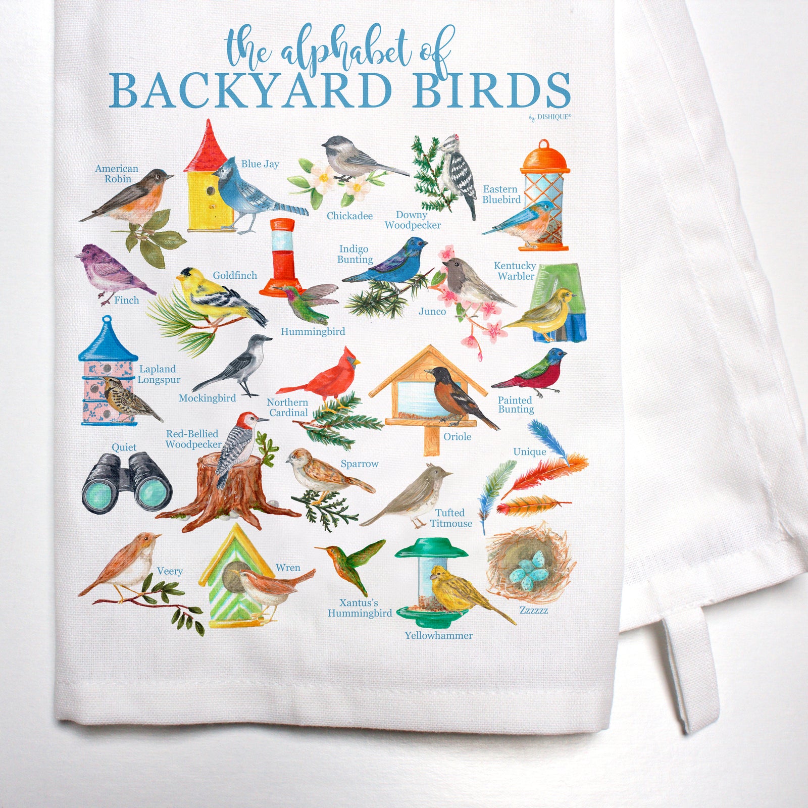 Backyard Birds Alphabet Bar Towel