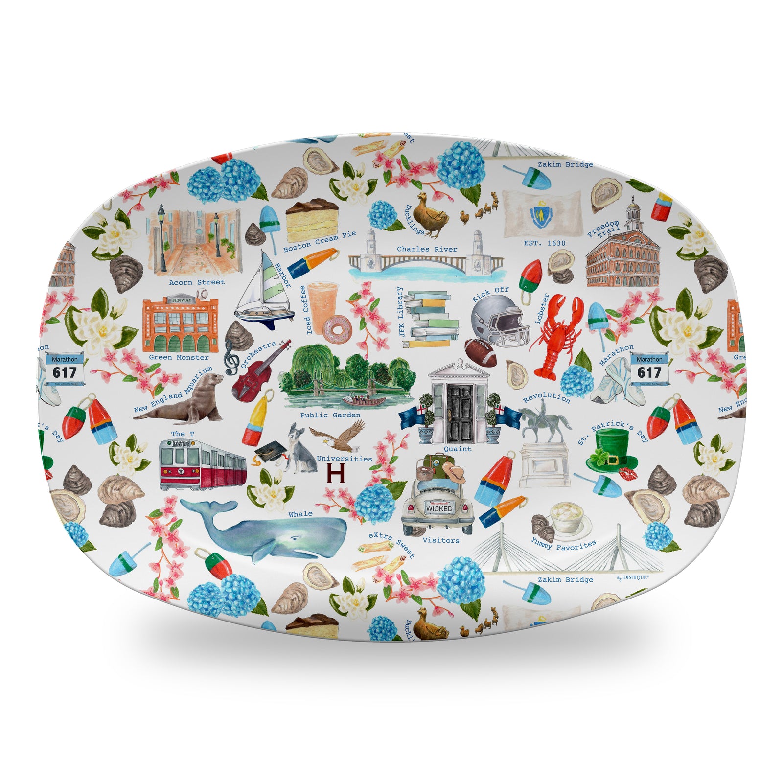 Boston Alphabet Pattern 14" DecoWare Polymer Platter