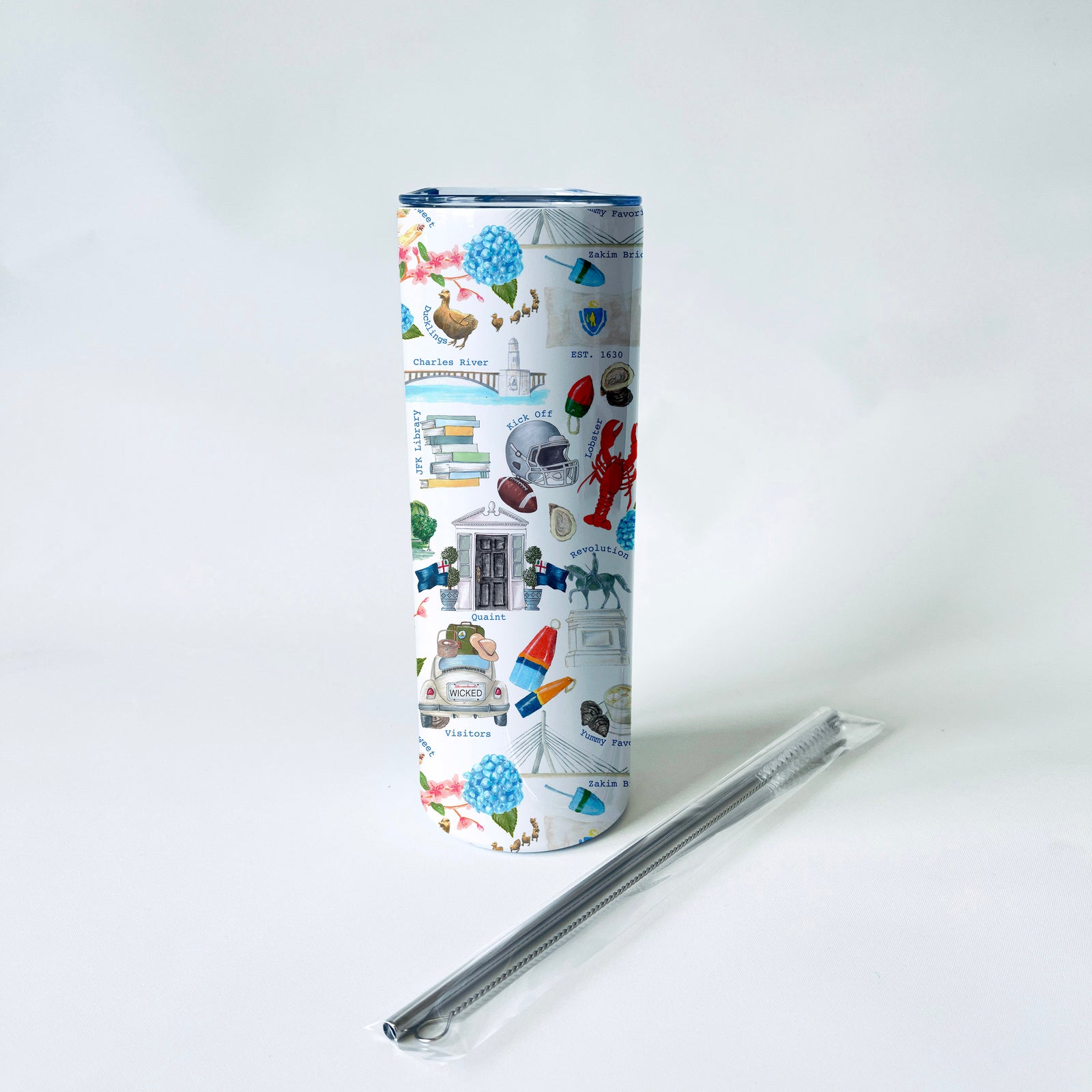 Boston Alphabet Pattern 20 oz. Skinny Tumbler