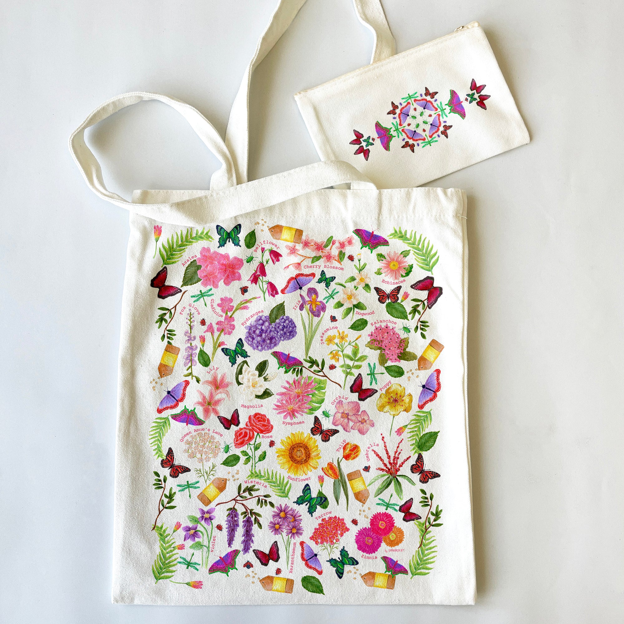 Botanical Themed Tote Bag & Pouch Set