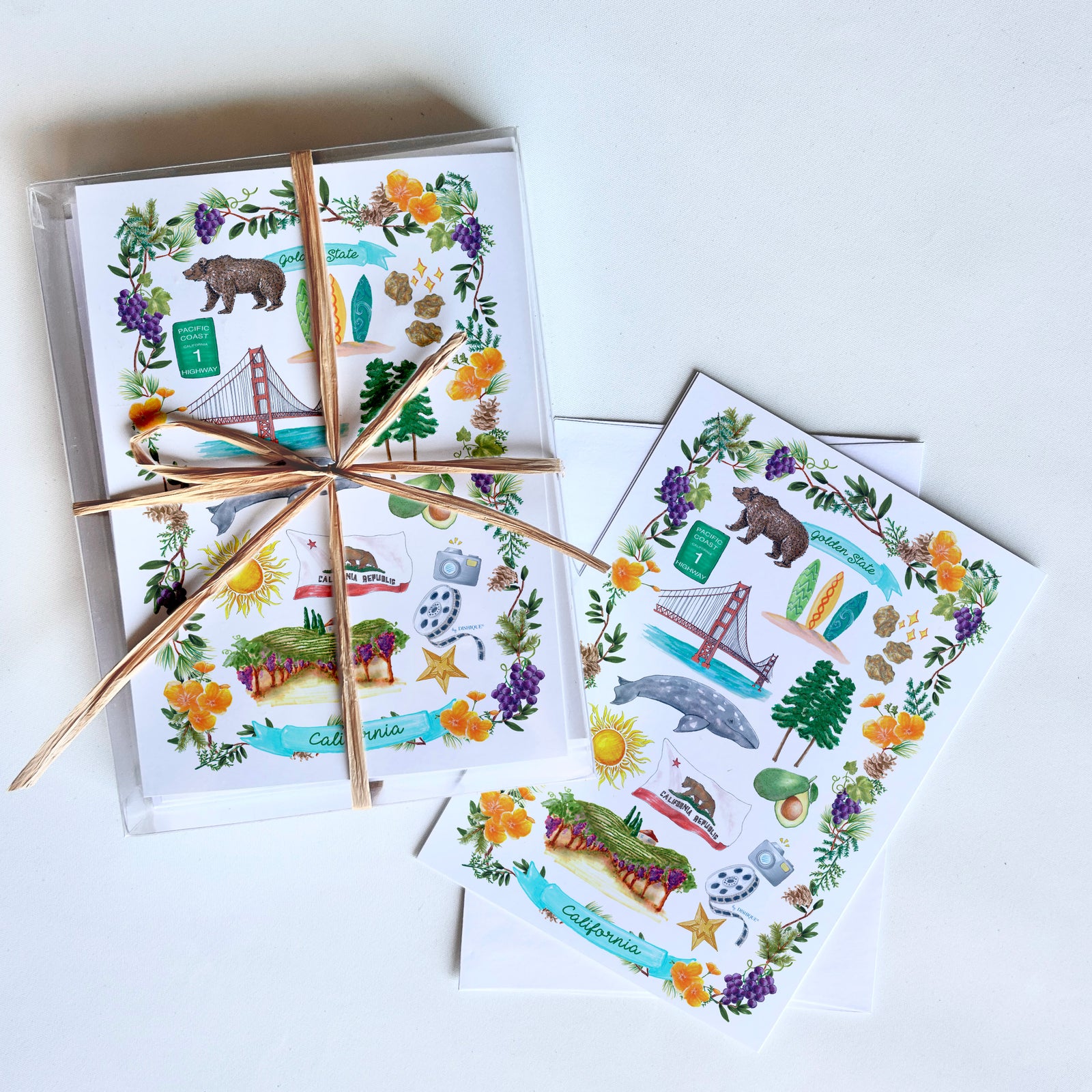 California Icons Art Card + Envelope 10 Pack