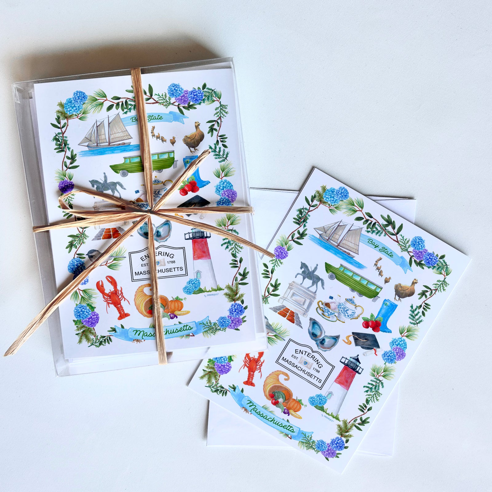 Massachusetts Icons Art Card + Envelope 10 Pack