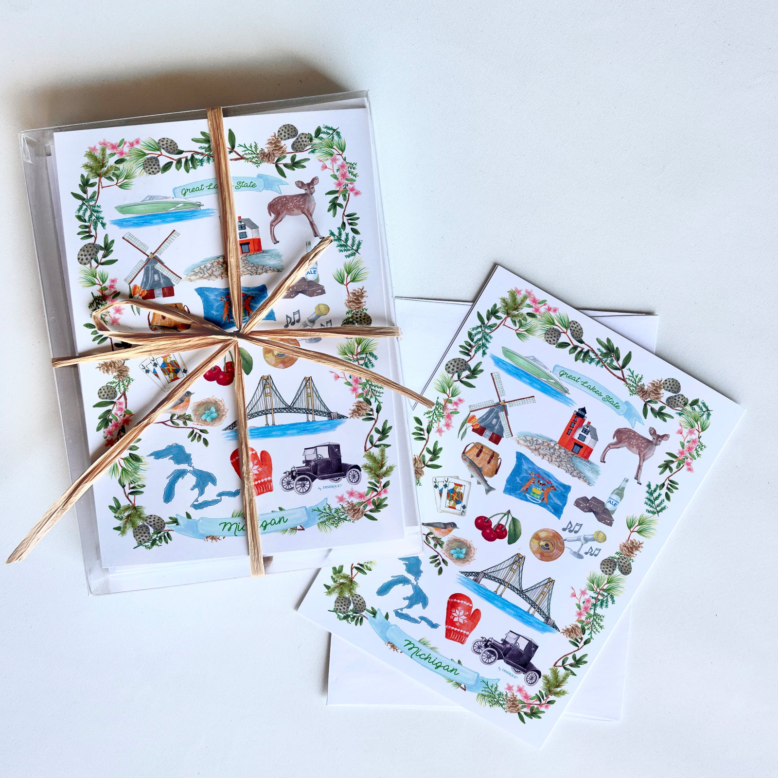 Michigan Icons Art Card + Envelope 10 Pack