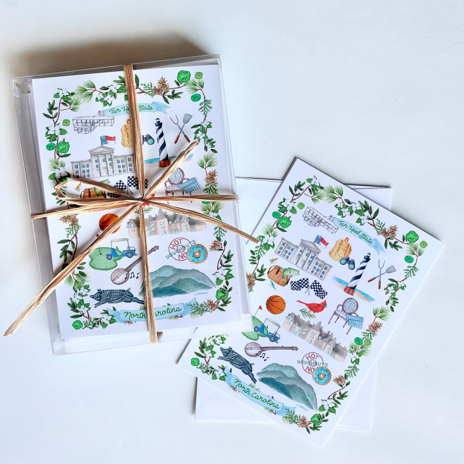North Carolina Icons Art Card + Envelope 10 Pack