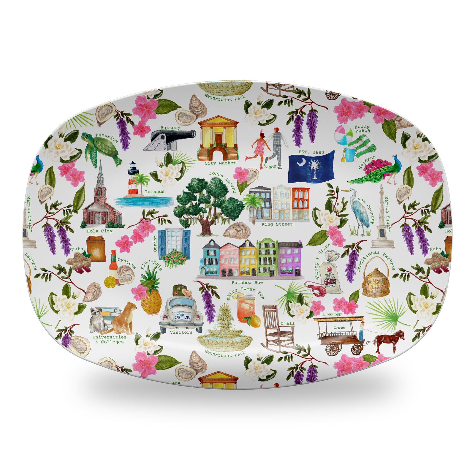 Charleston Alphabet Pattern 14" DecoWare Polymer Platter