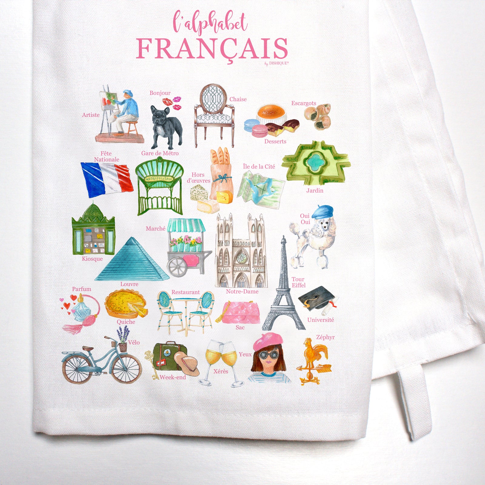 French Alphabet Bar Towel