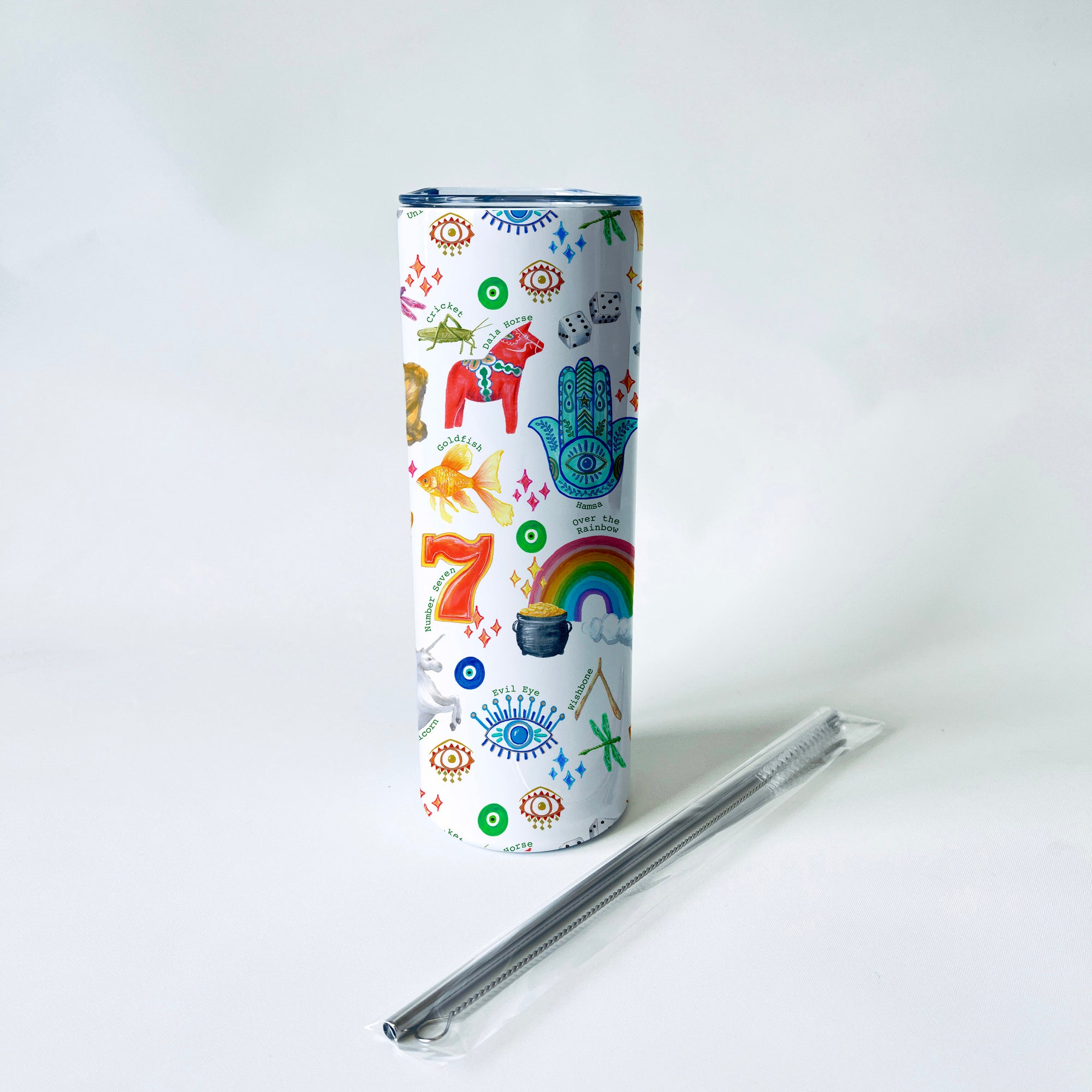 Good Luck Alphabet Pattern 20 oz. Skinny Tumbler