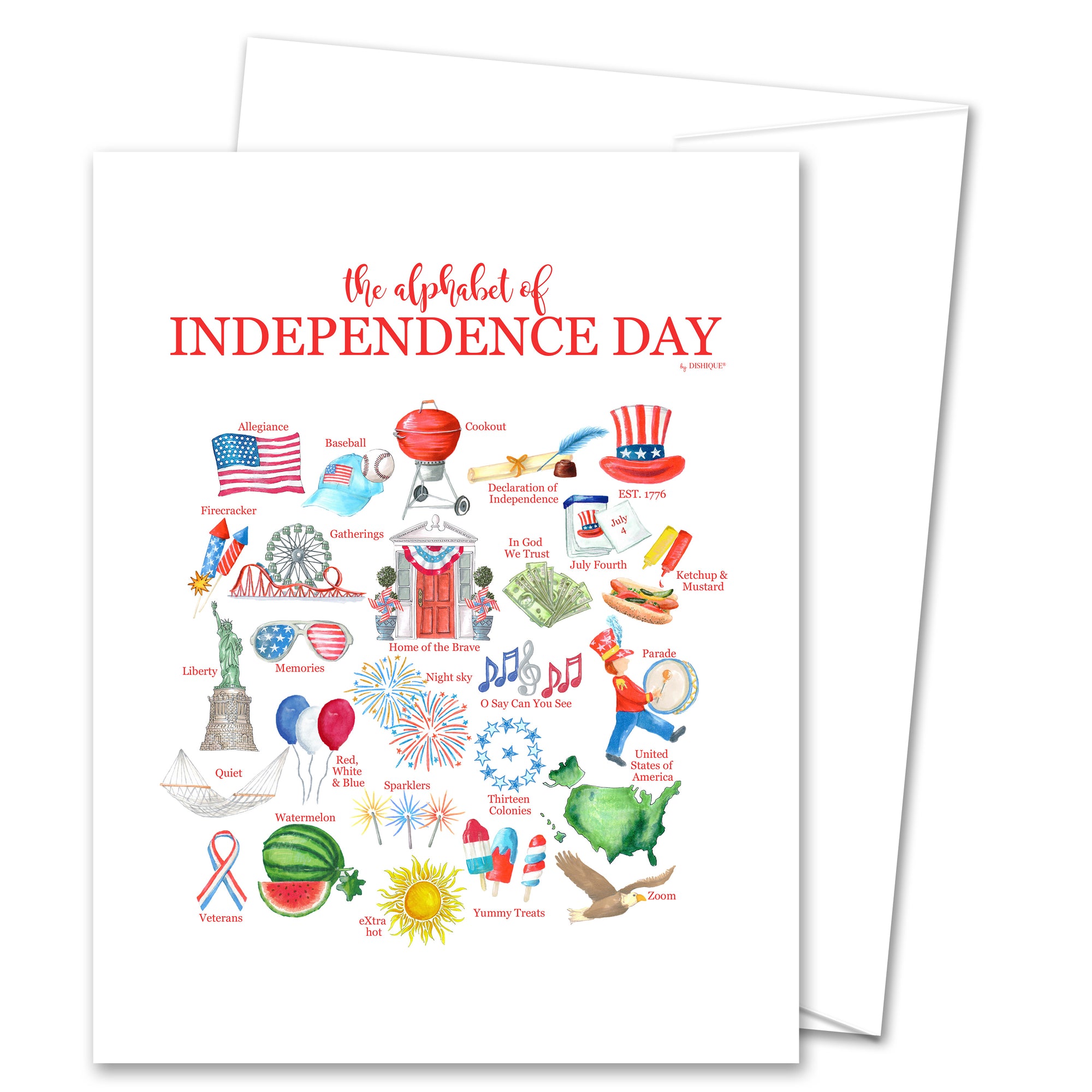 Independence Day Alphabet Greeting Card (blank inside)