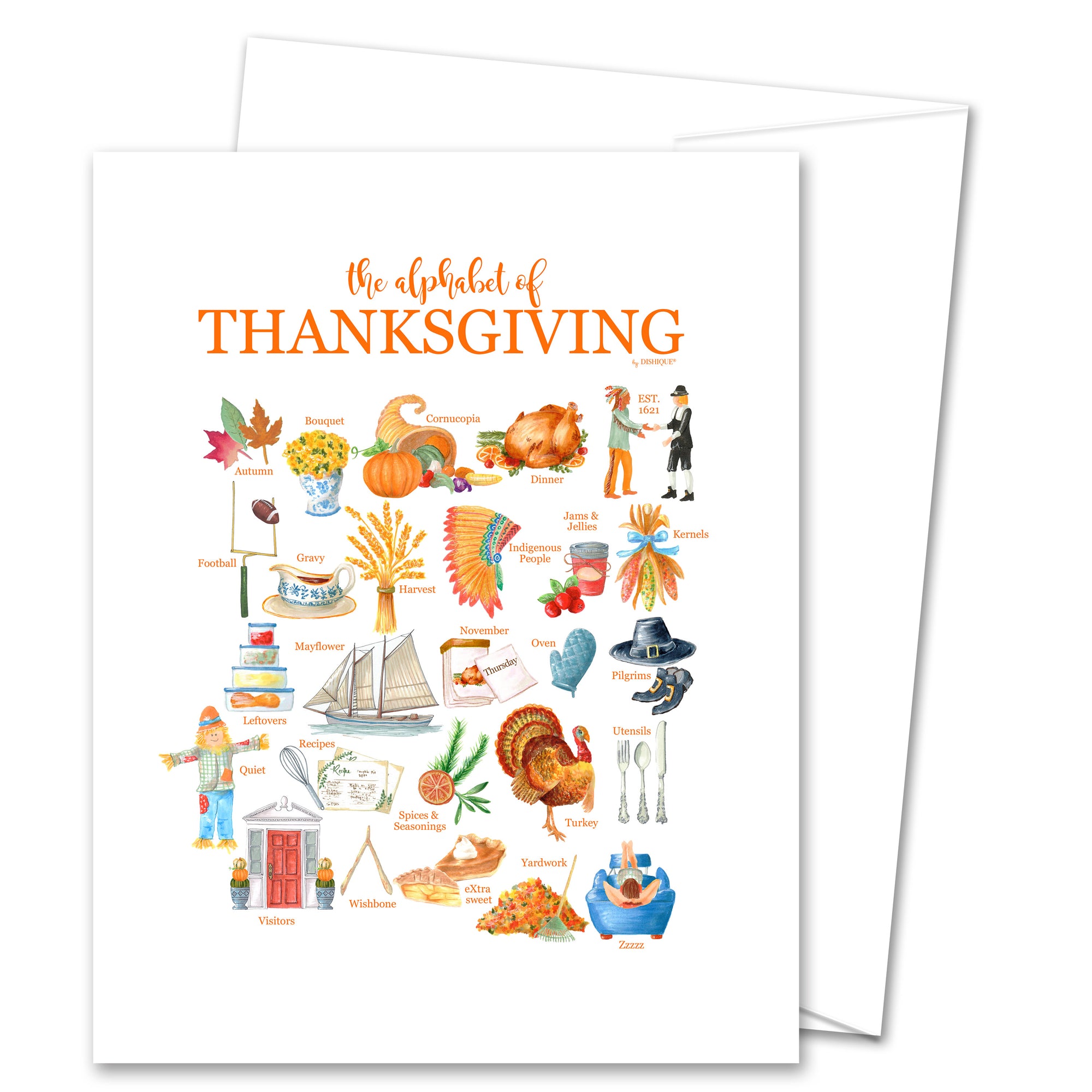 Thanksgiving Alphabet Greeting Card (blank inside)