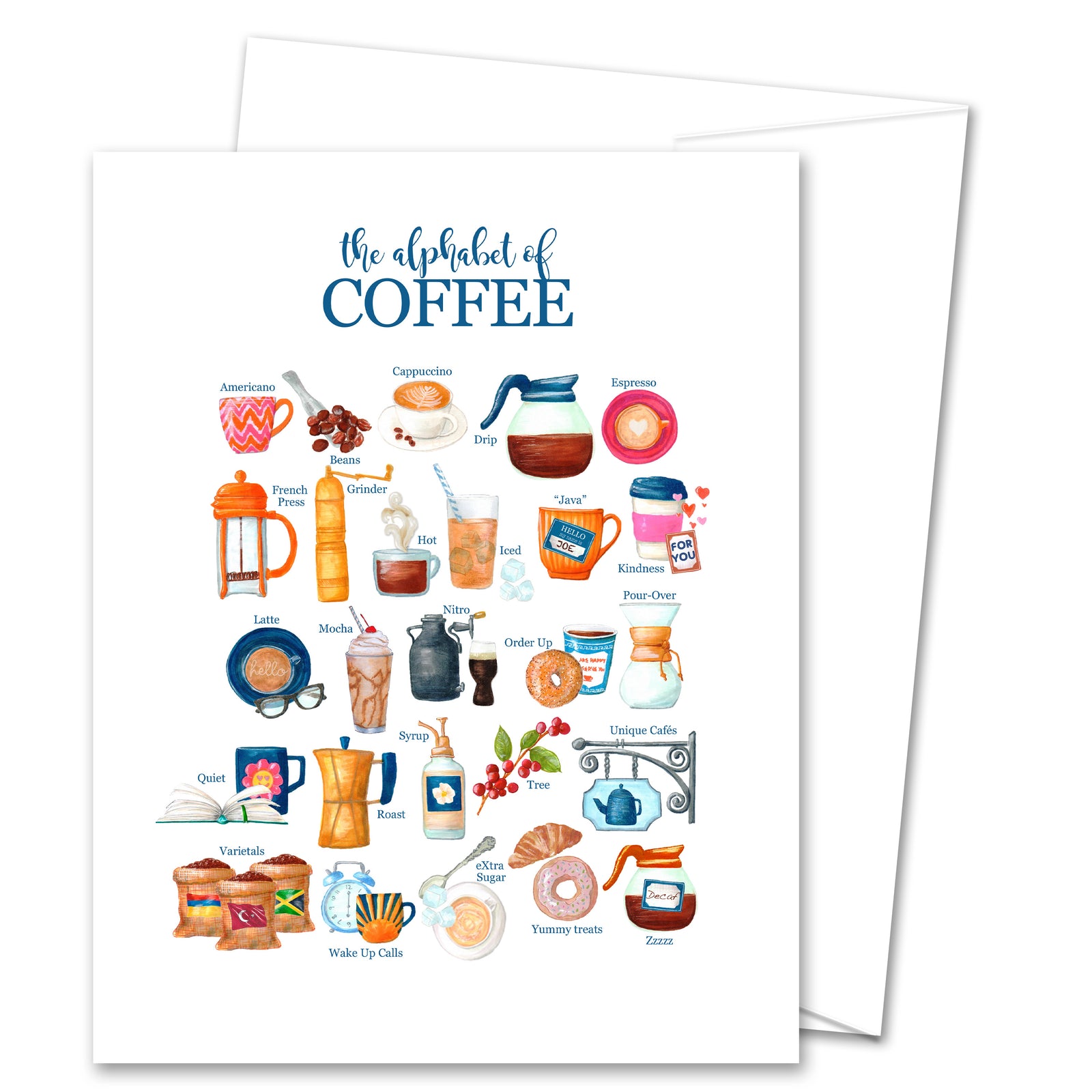 Coffee Alphabet Greeting Card (blank inside)
