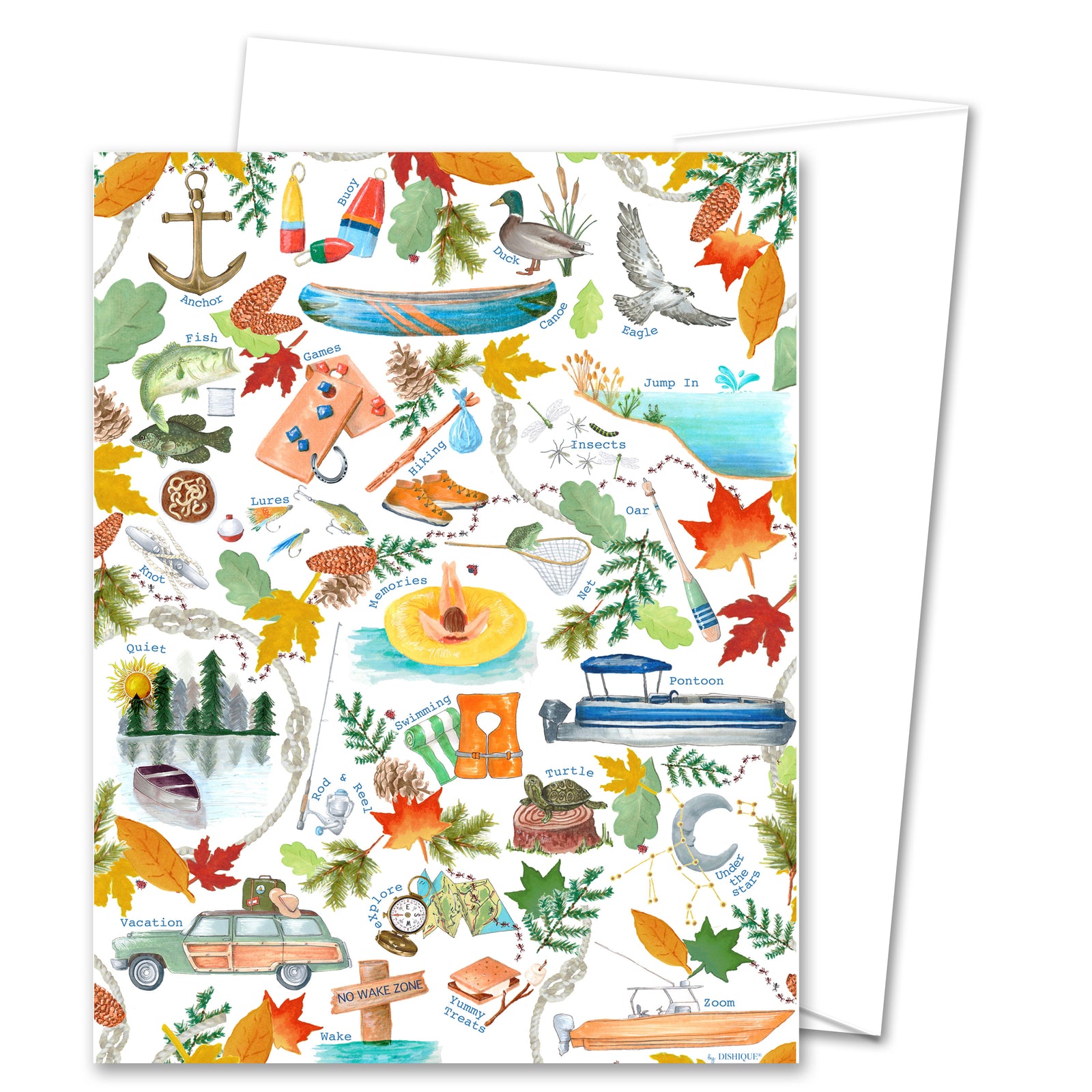 Lake Life Alphabet Pattern Greeting Card (blank inside)