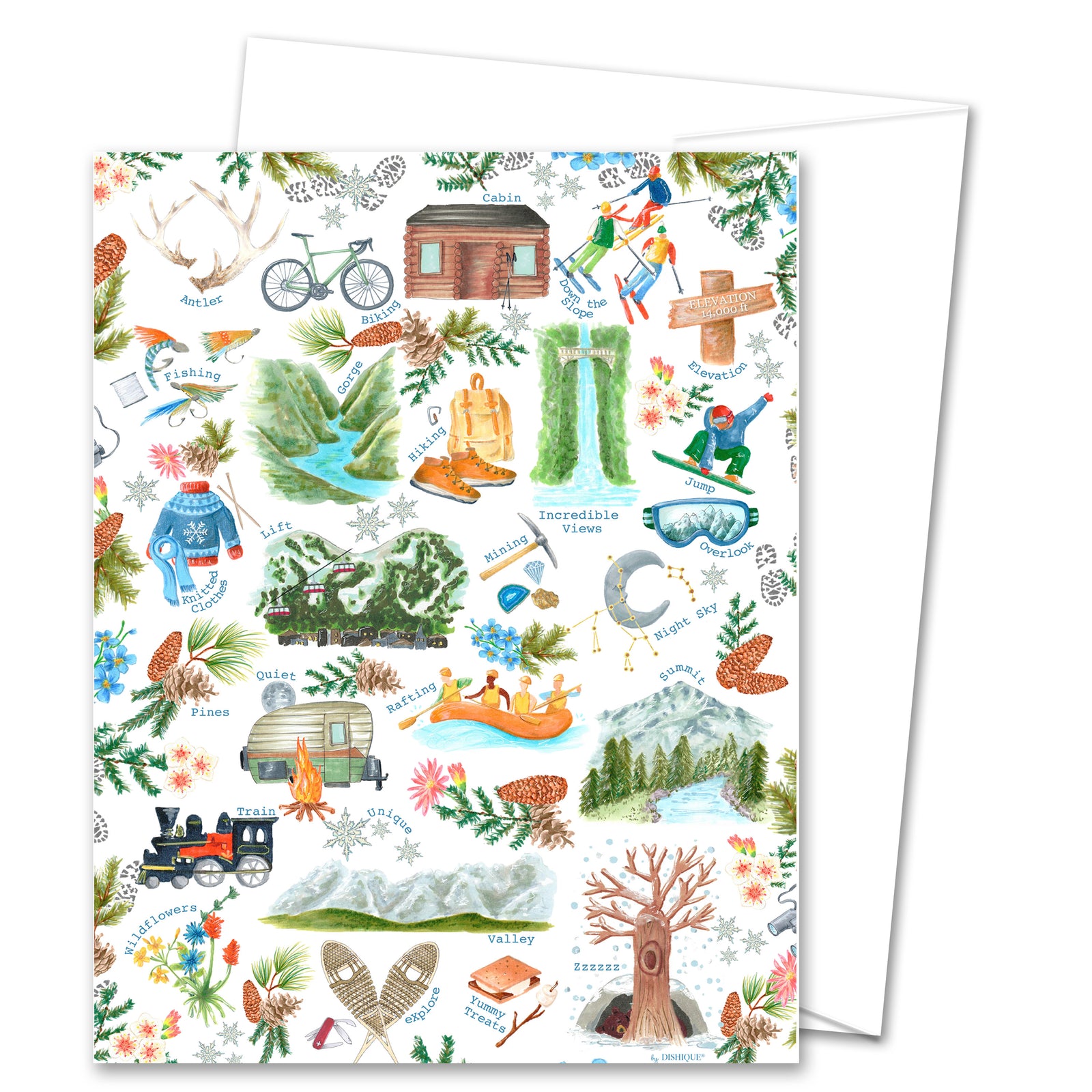 Mountain Life Alphabet Pattern Greeting Card (blank inside)