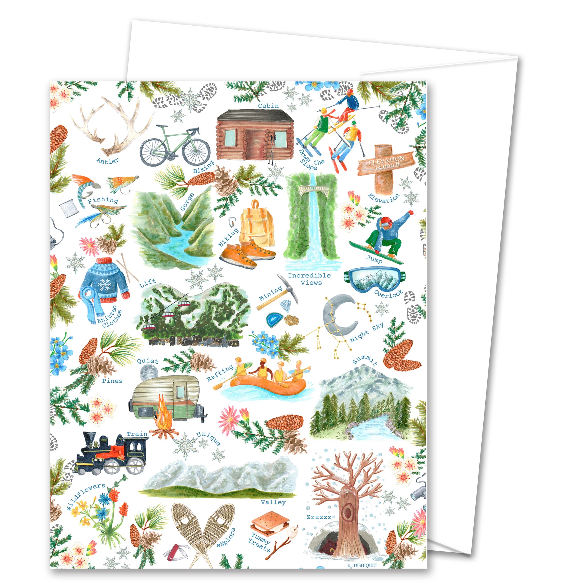 Mountain Life Alphabet Pattern Greeting Card (blank inside) - Dishique