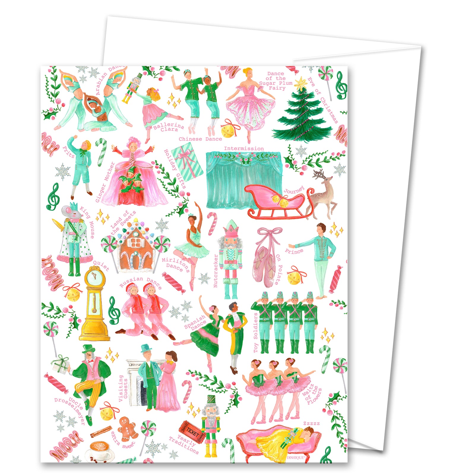 Nutcracker Alphabet Pattern Greeting Card (blank inside)