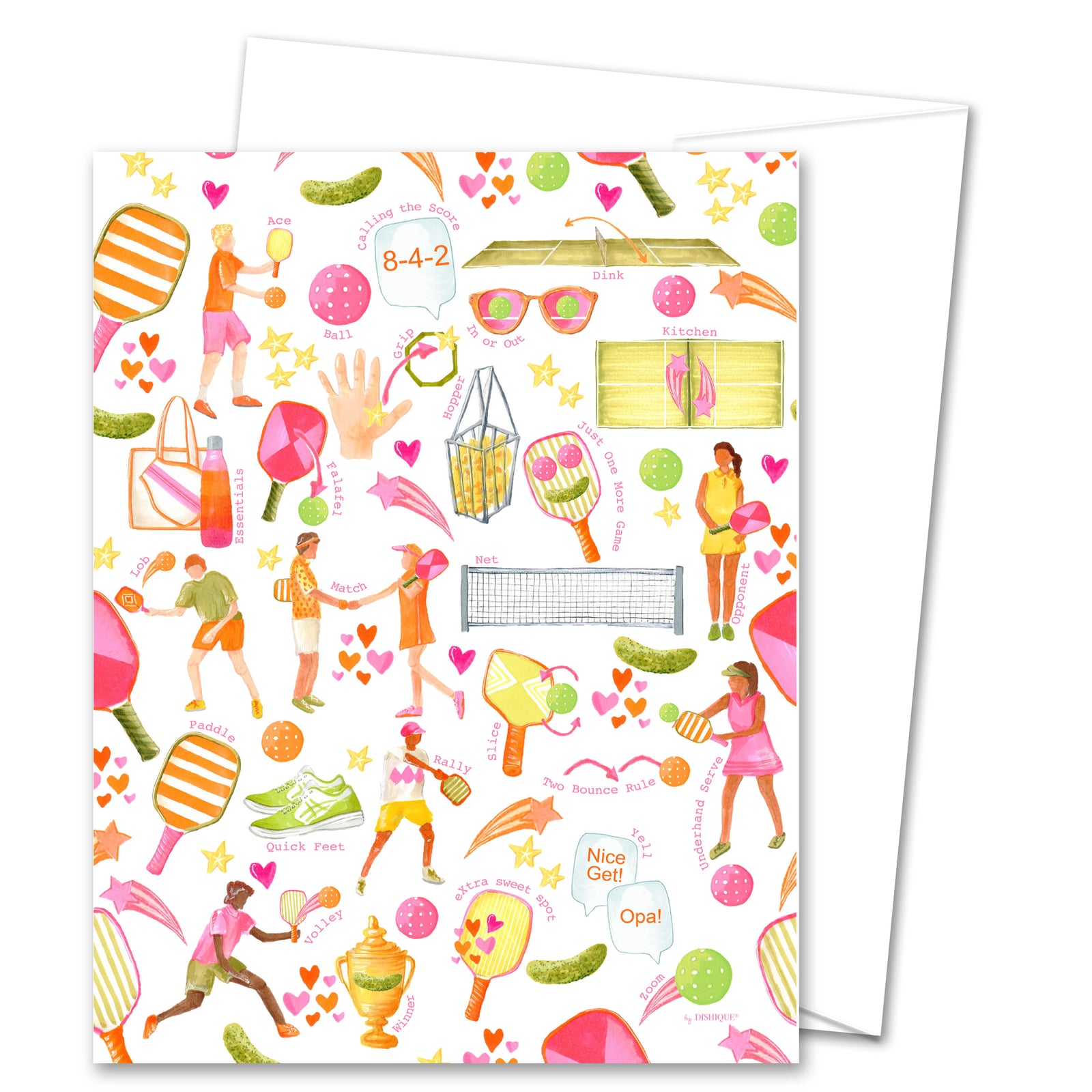 Pickleball Alphabet Pattern Greeting Card (blank inside)