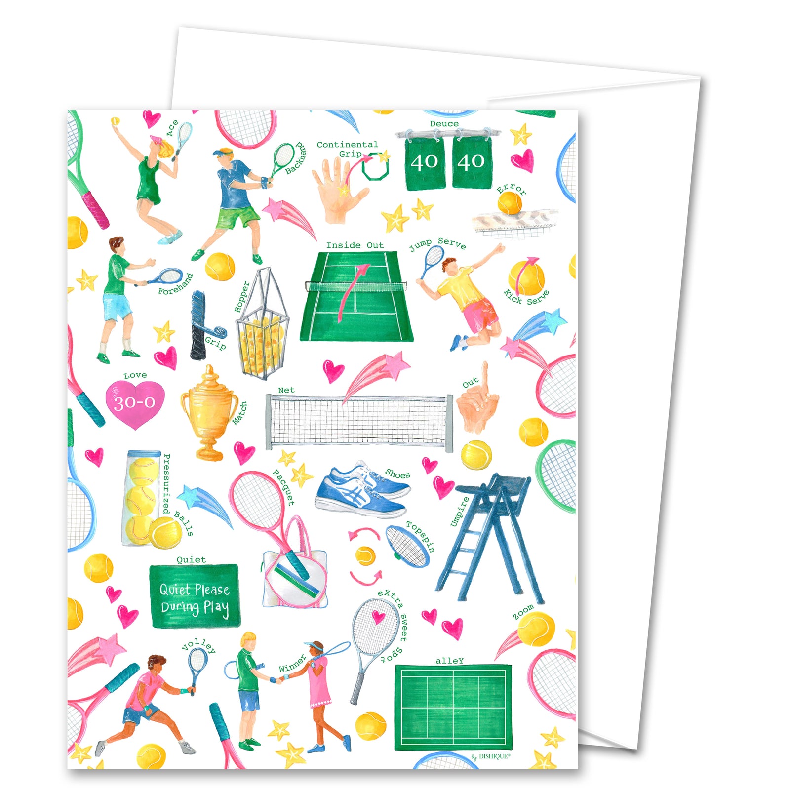Tennis Alphabet Pattern Greeting Card (blank inside)