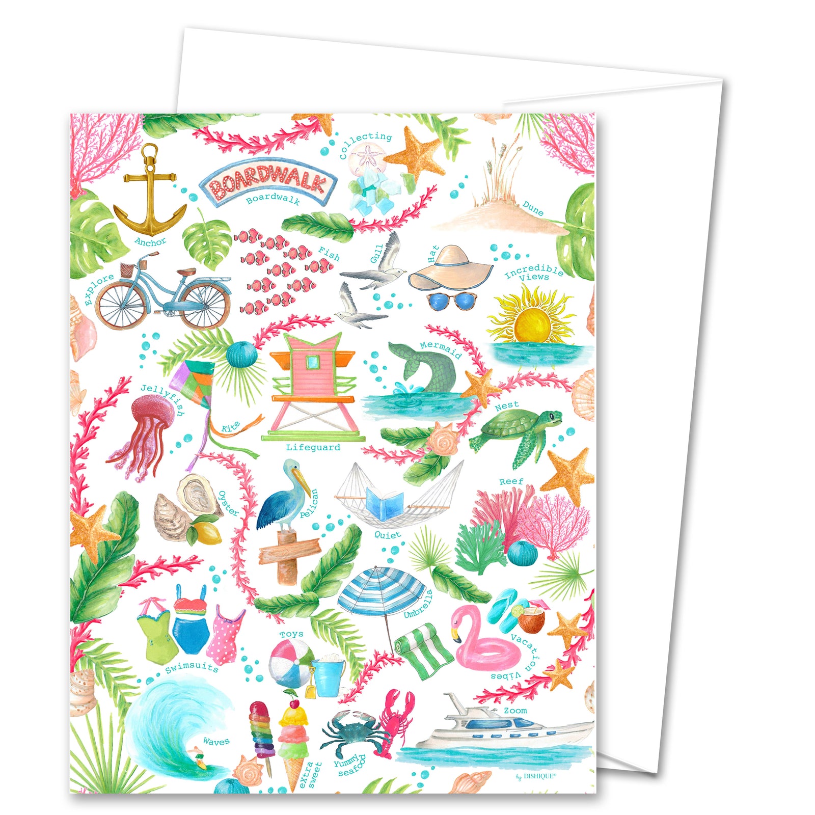 Beach Alphabet Pattern Greeting Card (blank inside)
