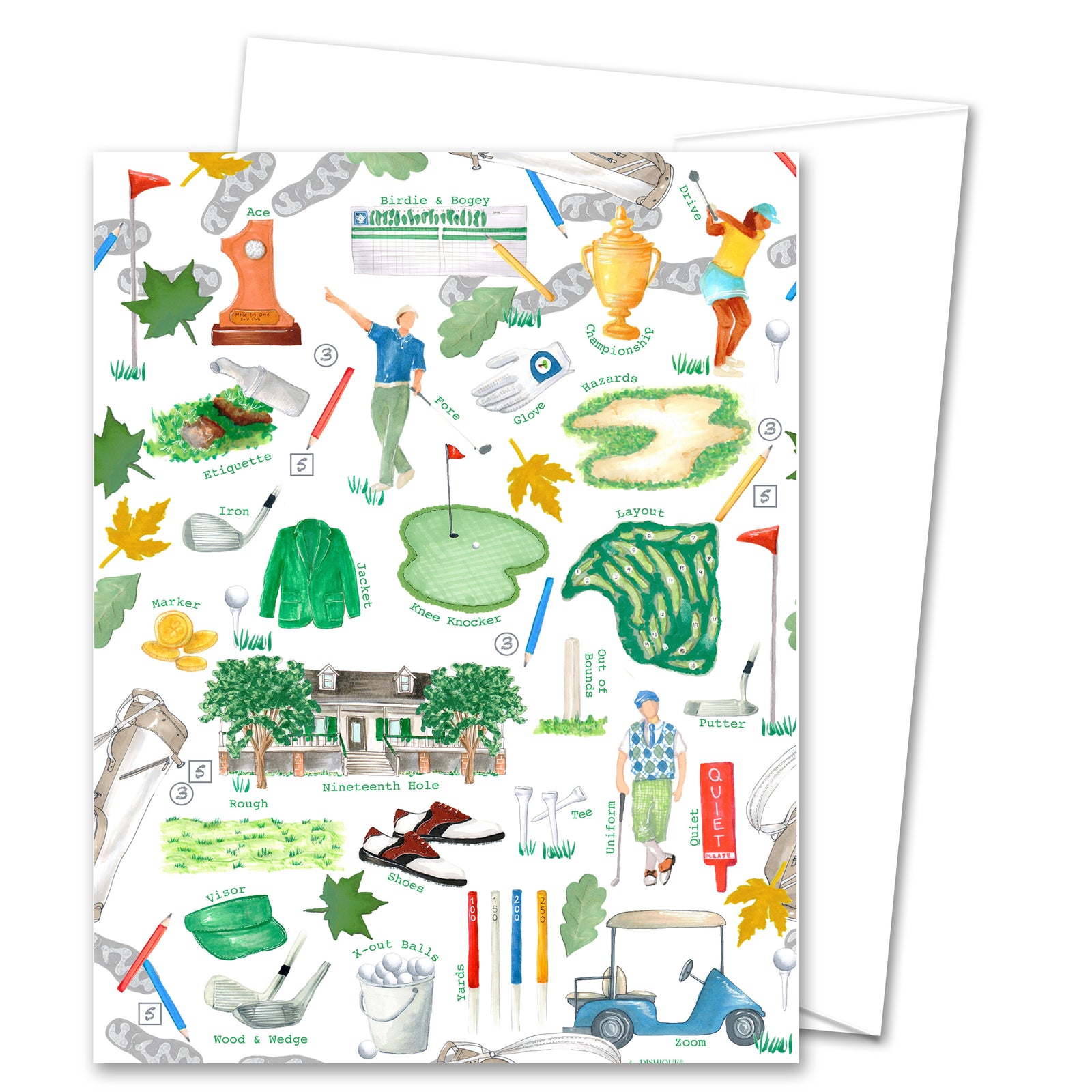 Golf Alphabet Pattern Greeting Card (blank inside)