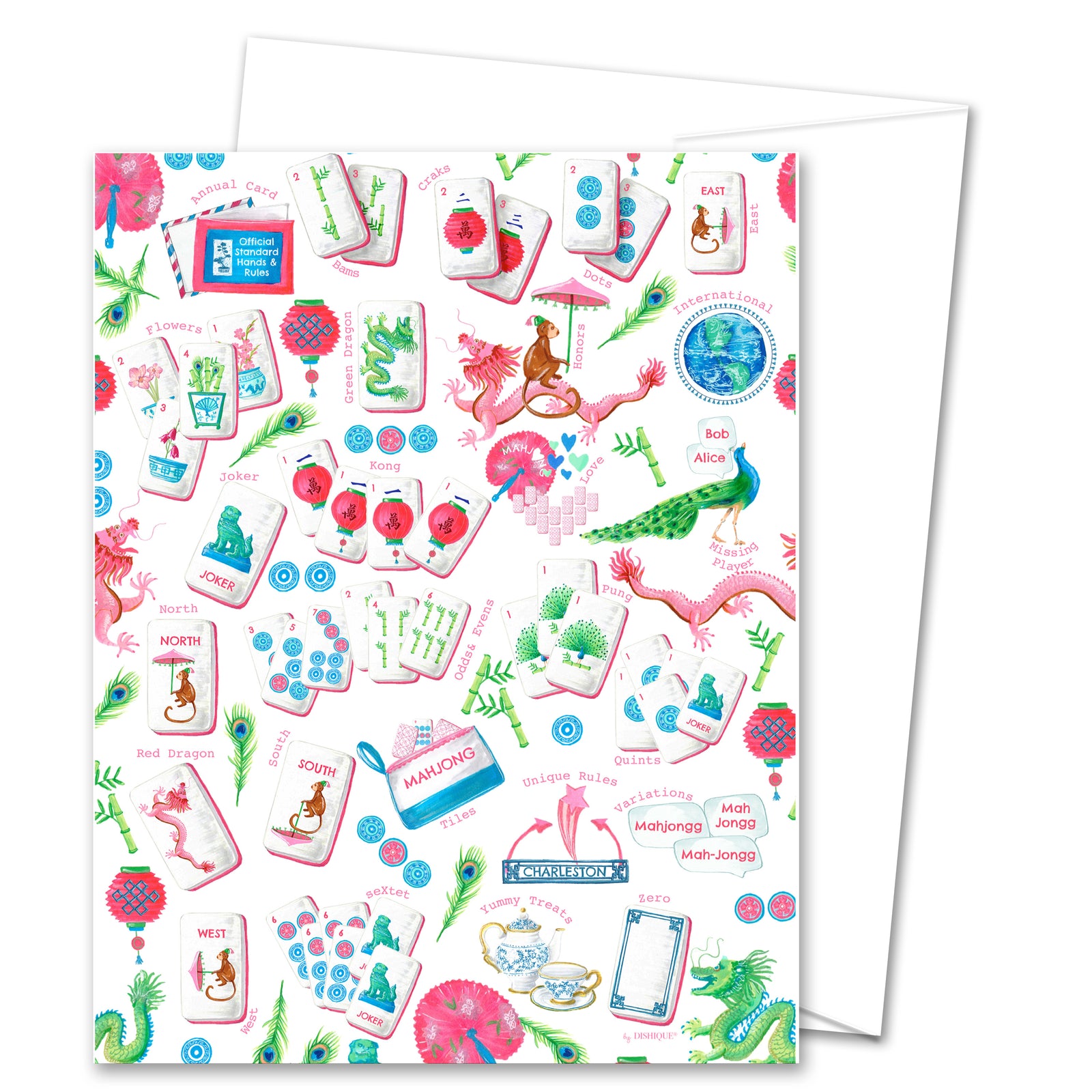 Mahjong Alphabet Pattern Greeting Card (blank inside)