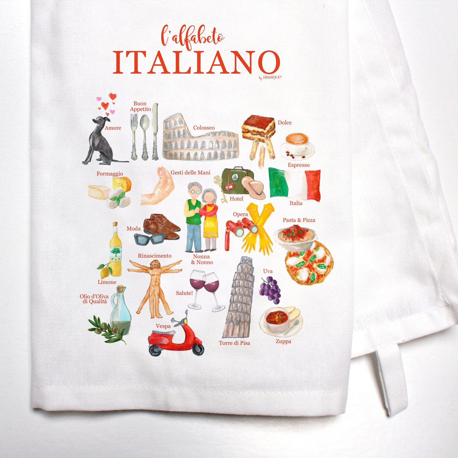 Italian Alphabet Bar Towel