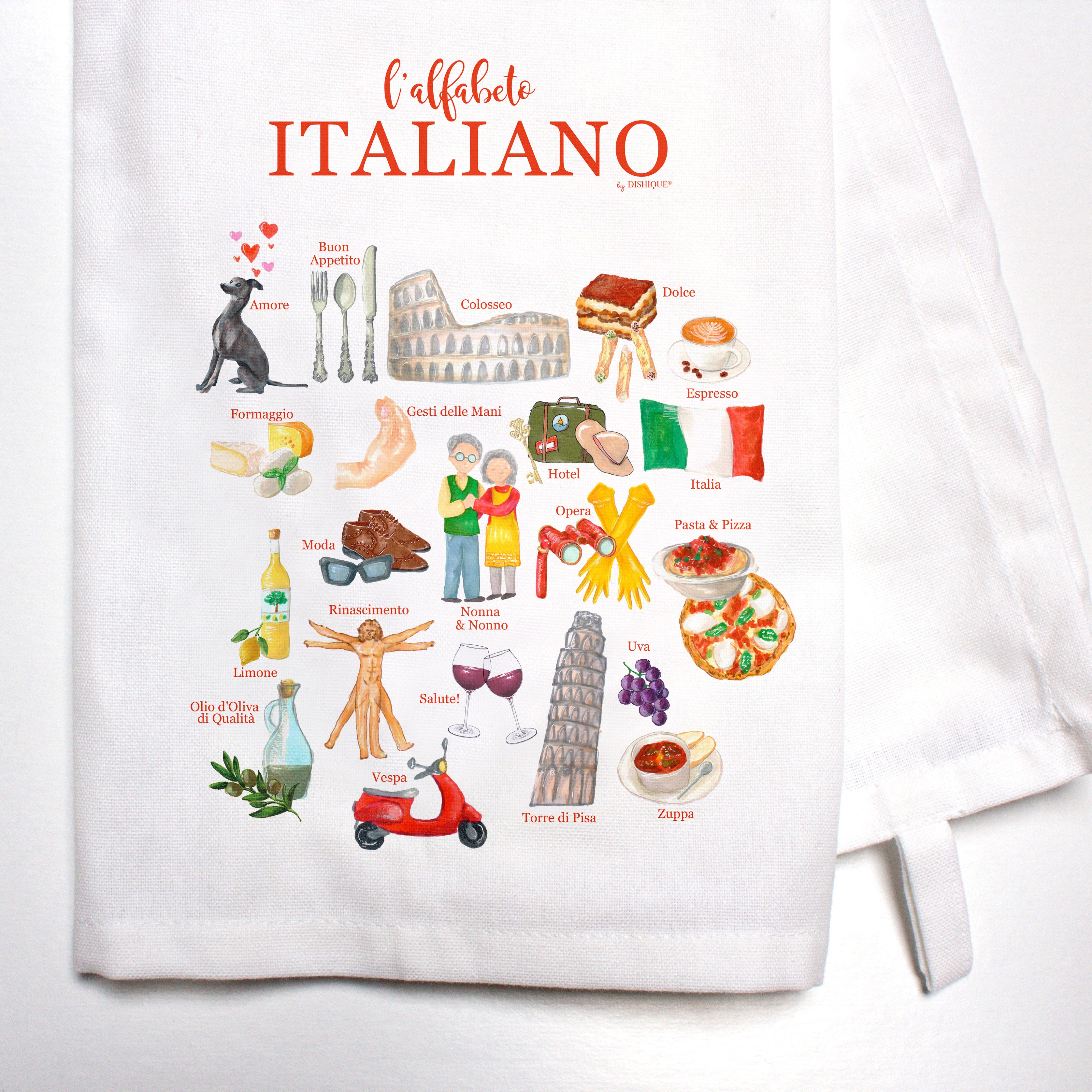 Italian Alphabet Bar Towel - Dishique