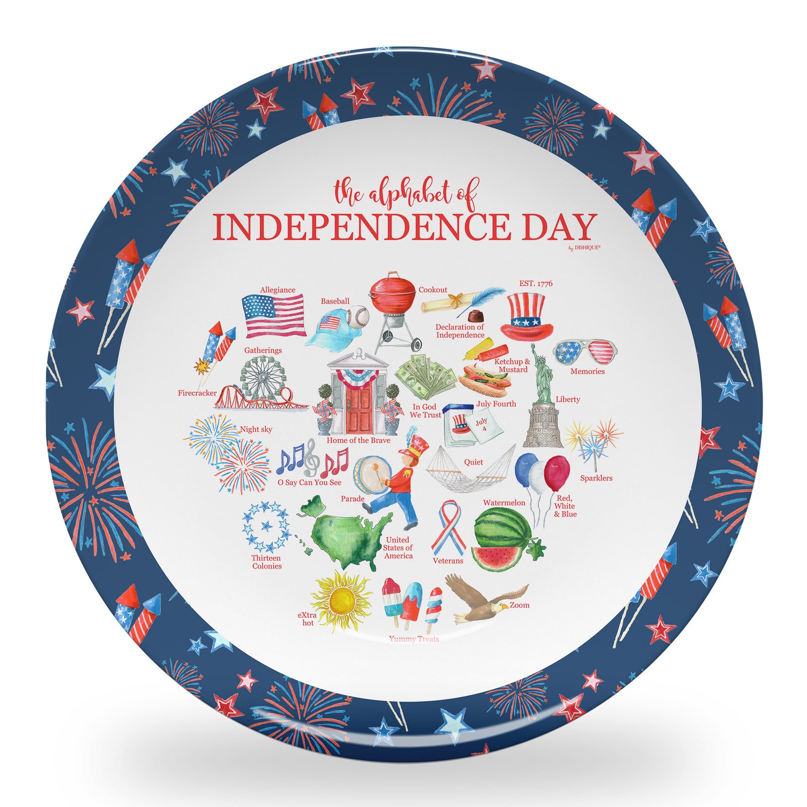 Independence Day Alphabet 10" DecoWare Plastic Plate