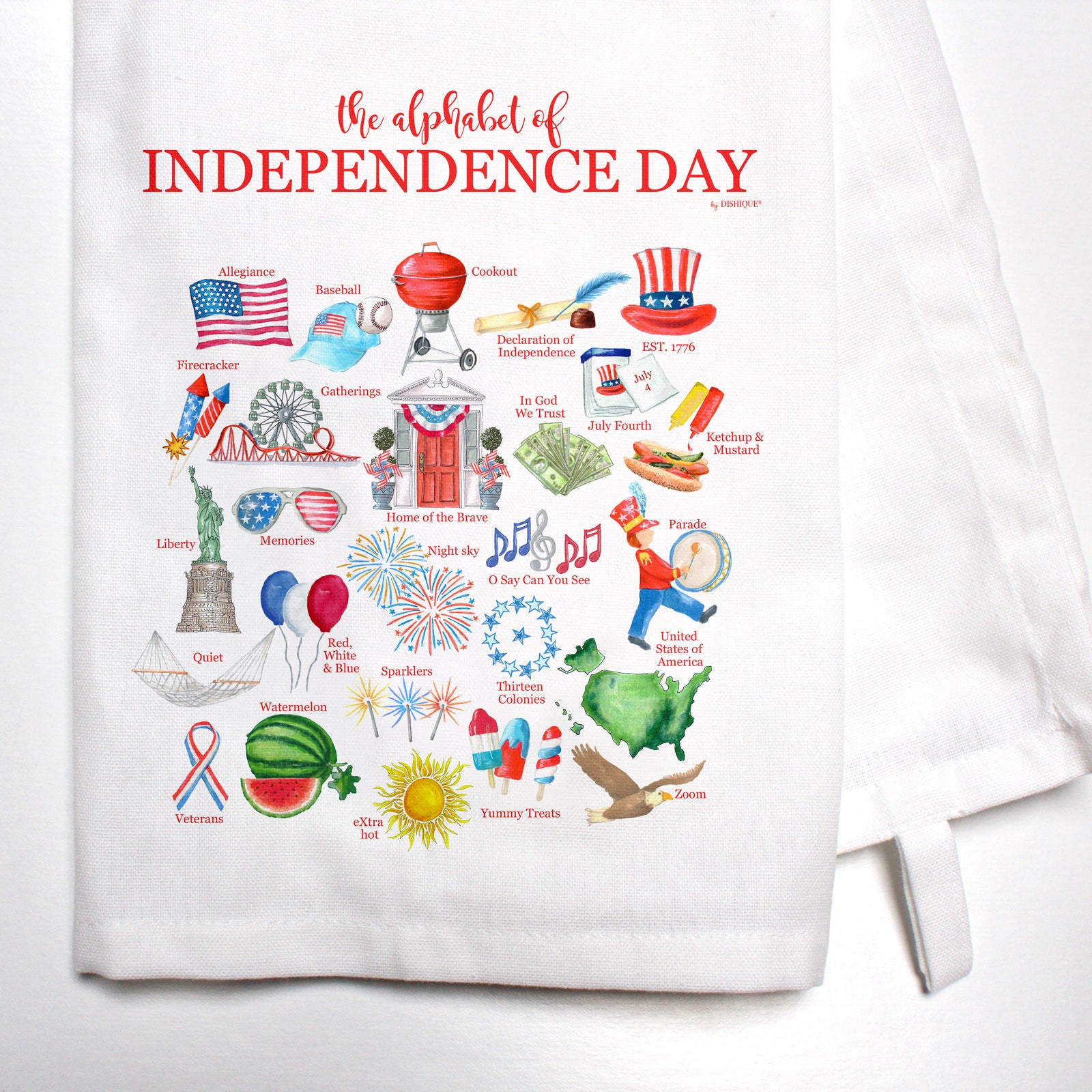 Independence Day Alphabet Bar Towel